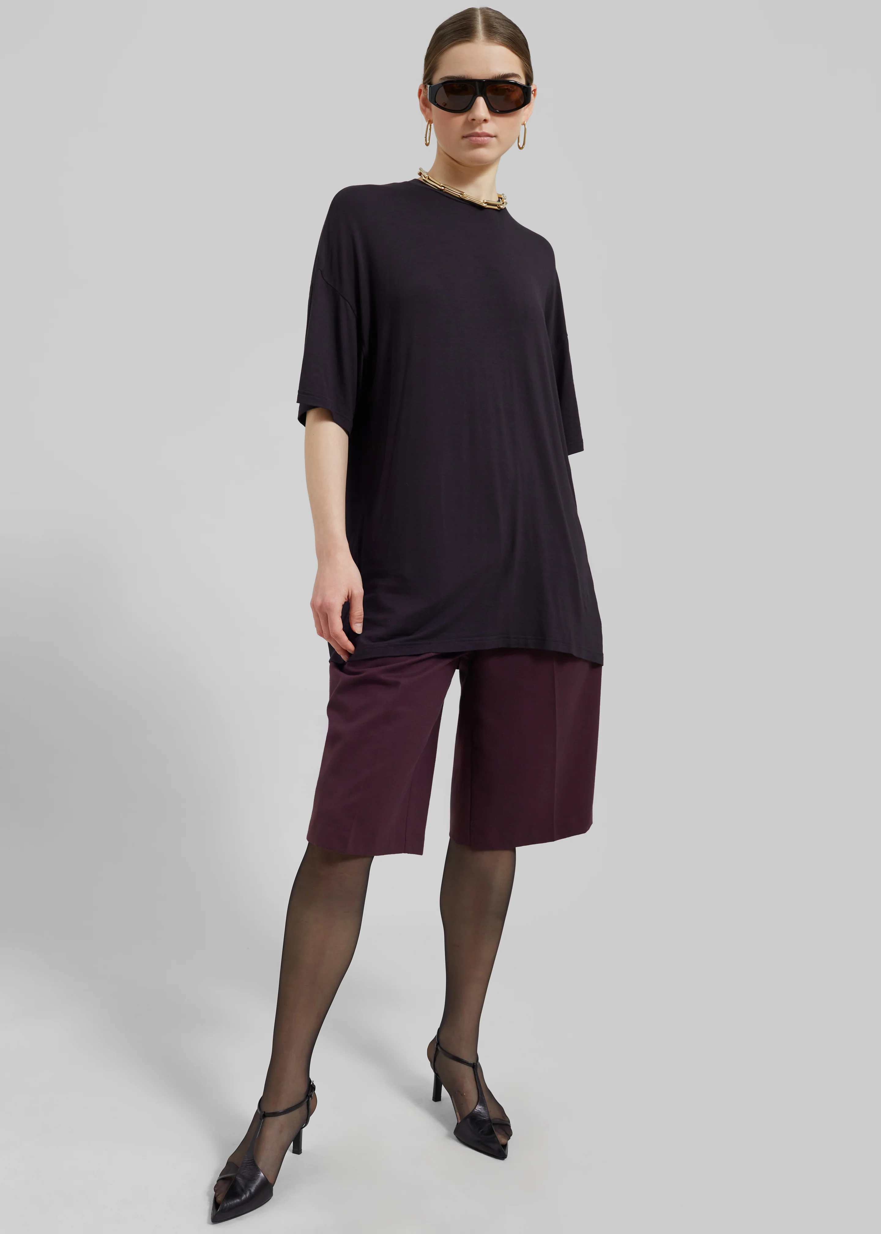 Ella Boxy Tee - Dark Plum - Image 7