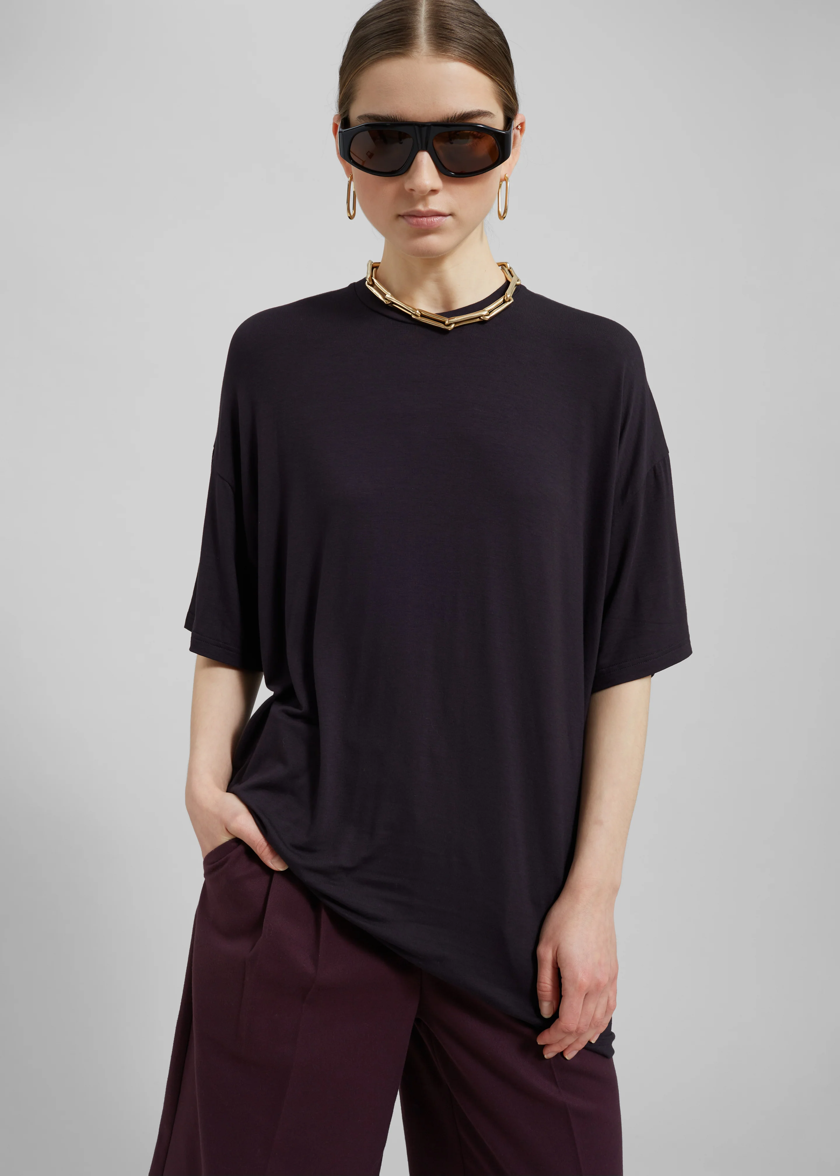 Ella Boxy Tee - Dark Plum - Image 9