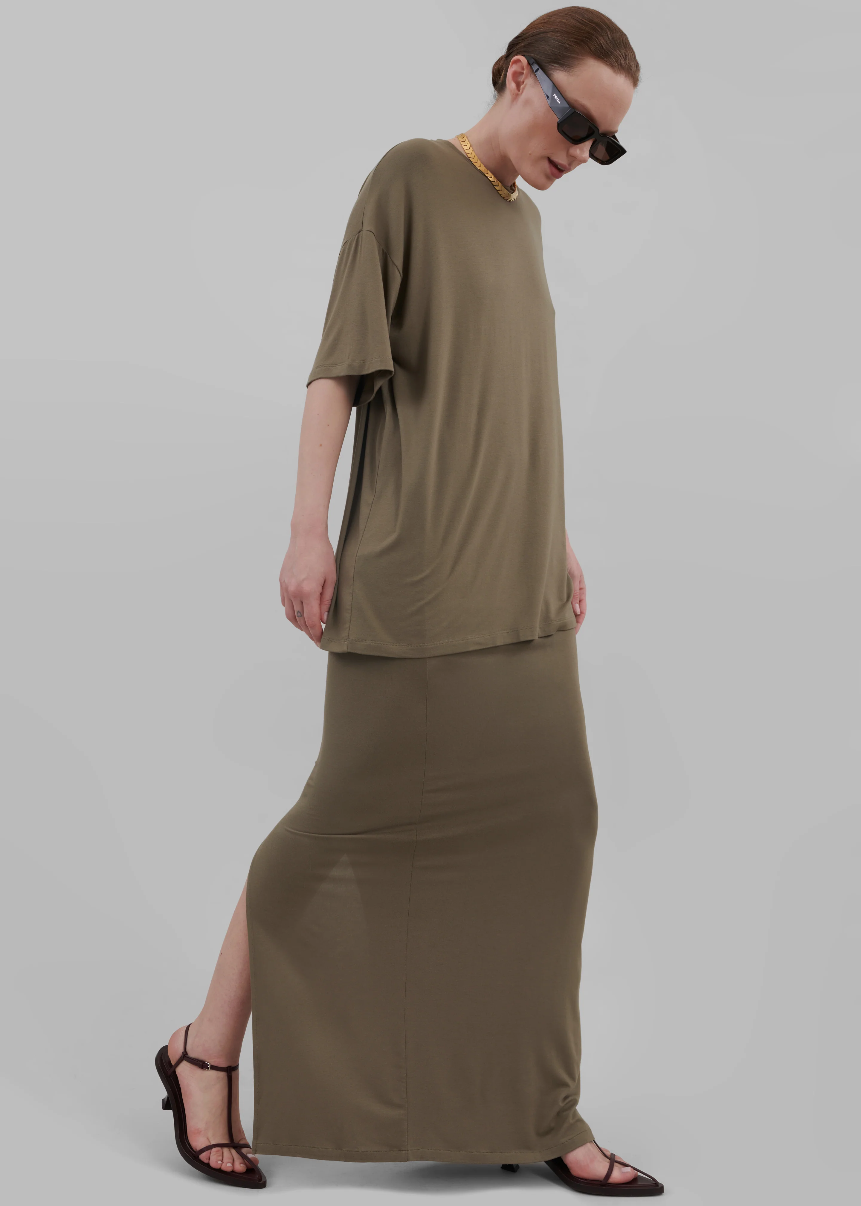 Ella Boxy Tee - Khaki Brown - Image 7