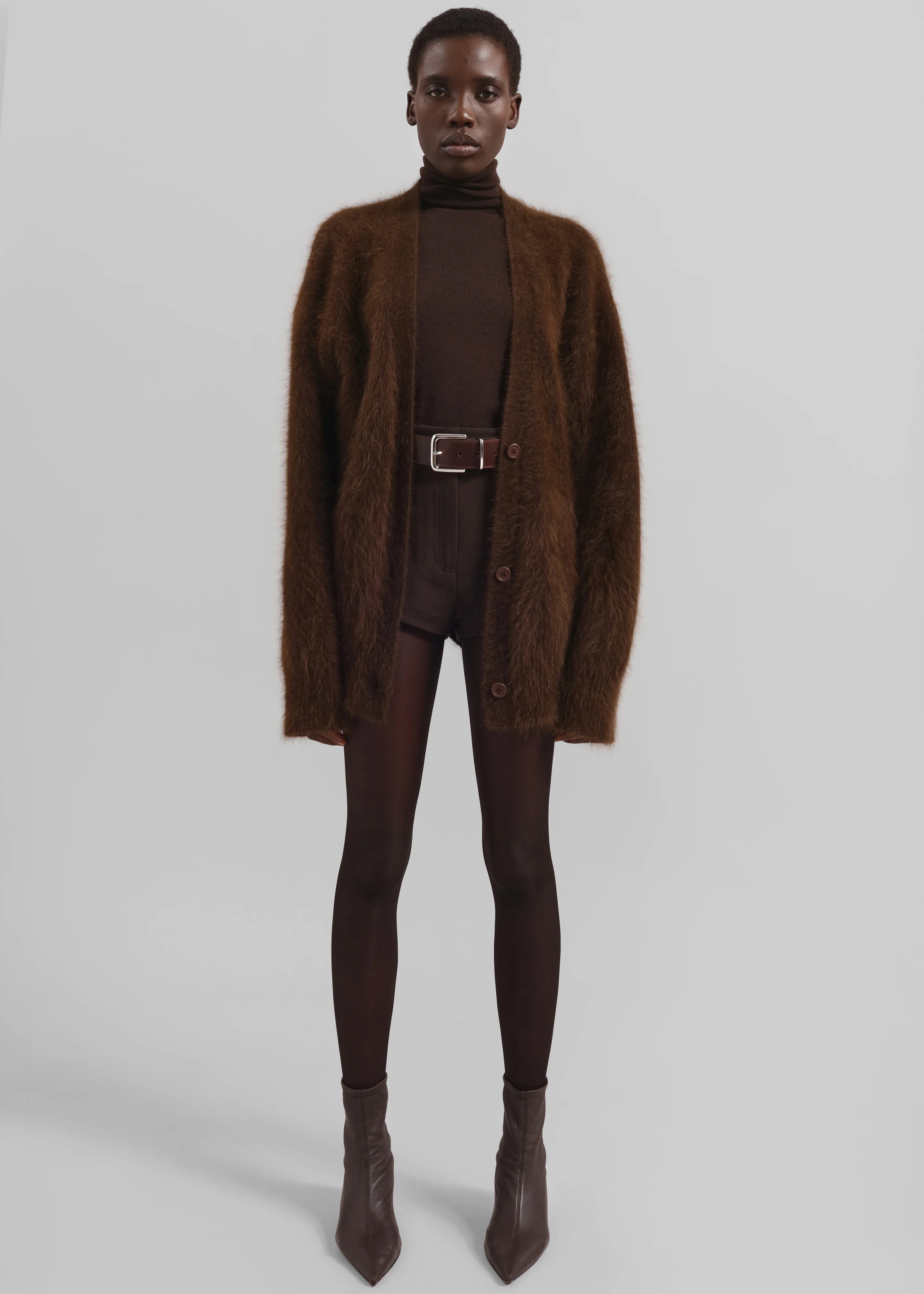 Elland Oversized Alpaca Cardigan - Olive Brown - Image 4