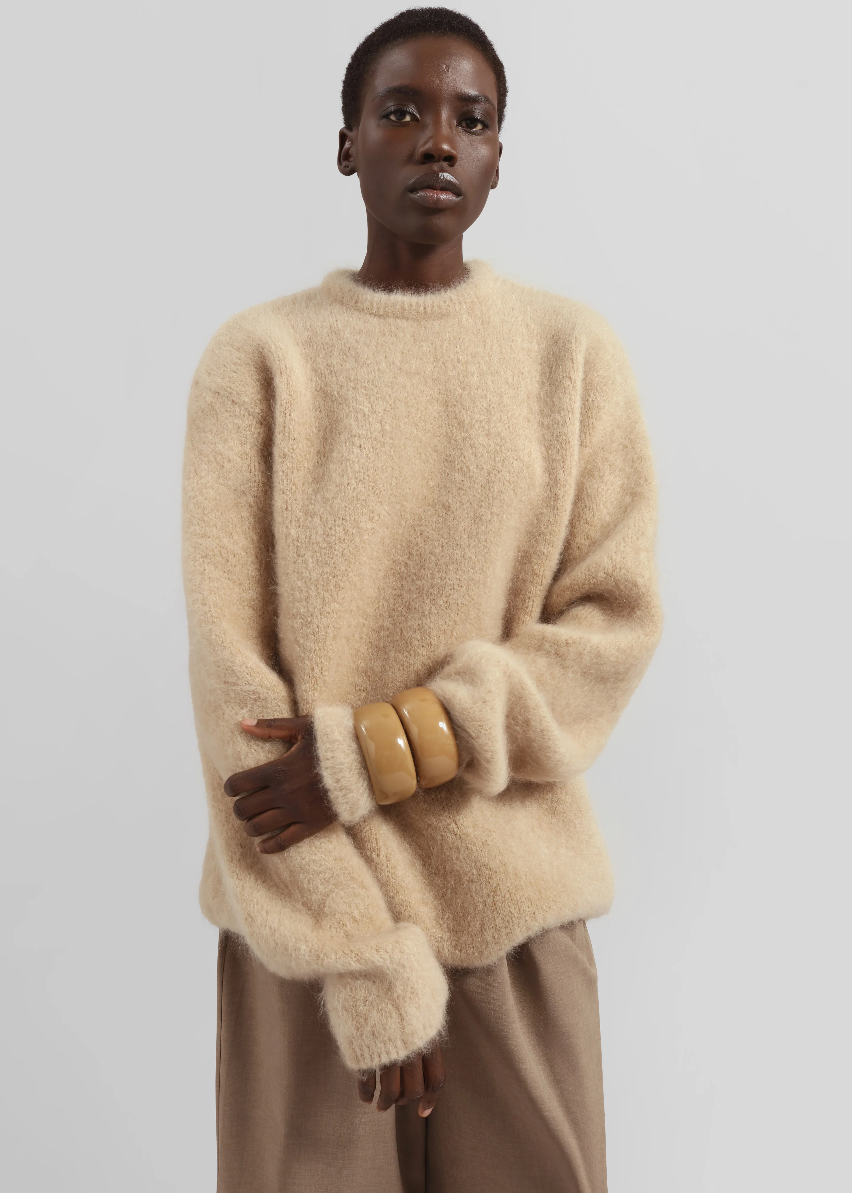 Ellery Mohair Crewneck Sweater - Beige - Image 2