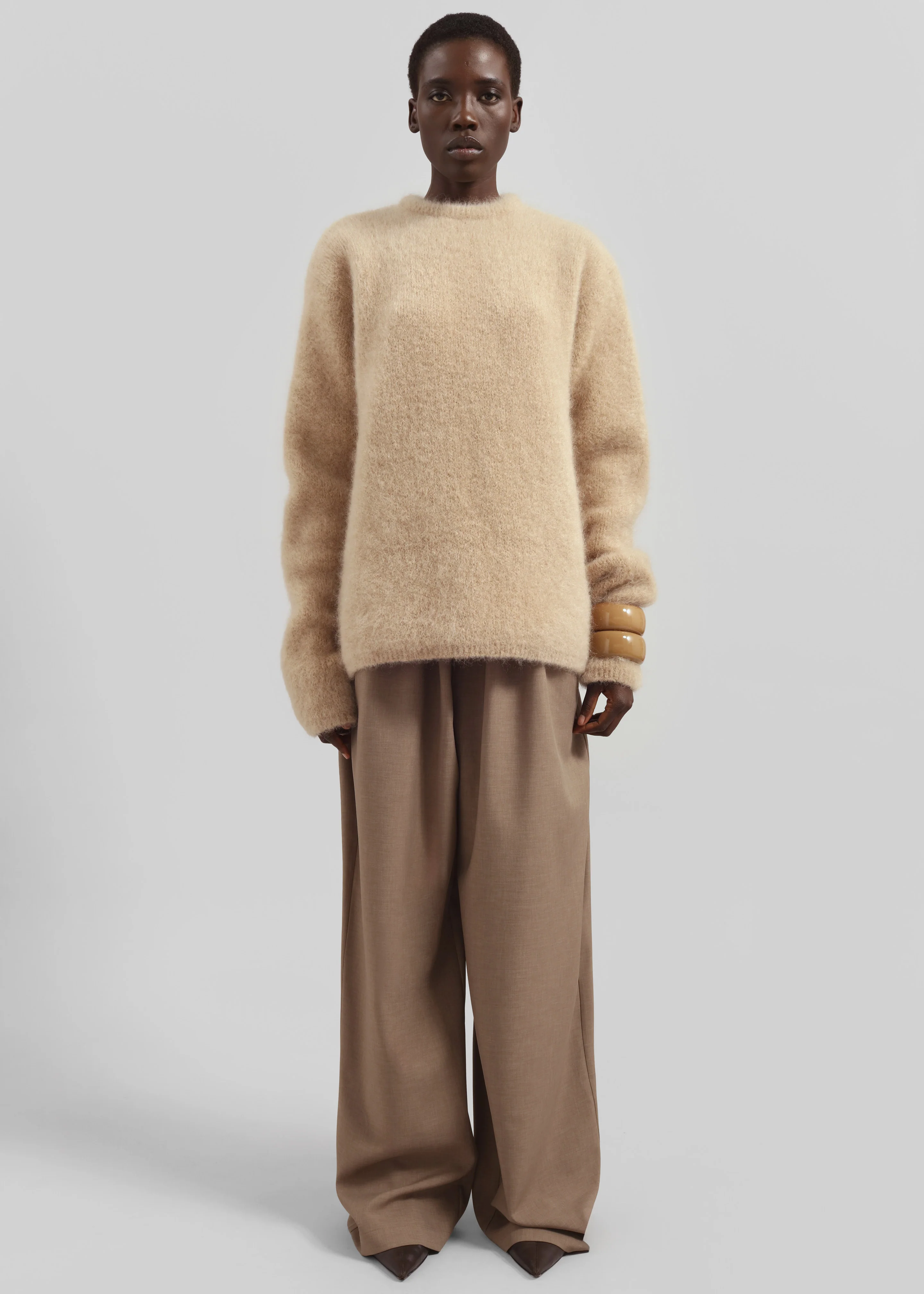 Ellery Mohair Crewneck Sweater - Beige - Image 5