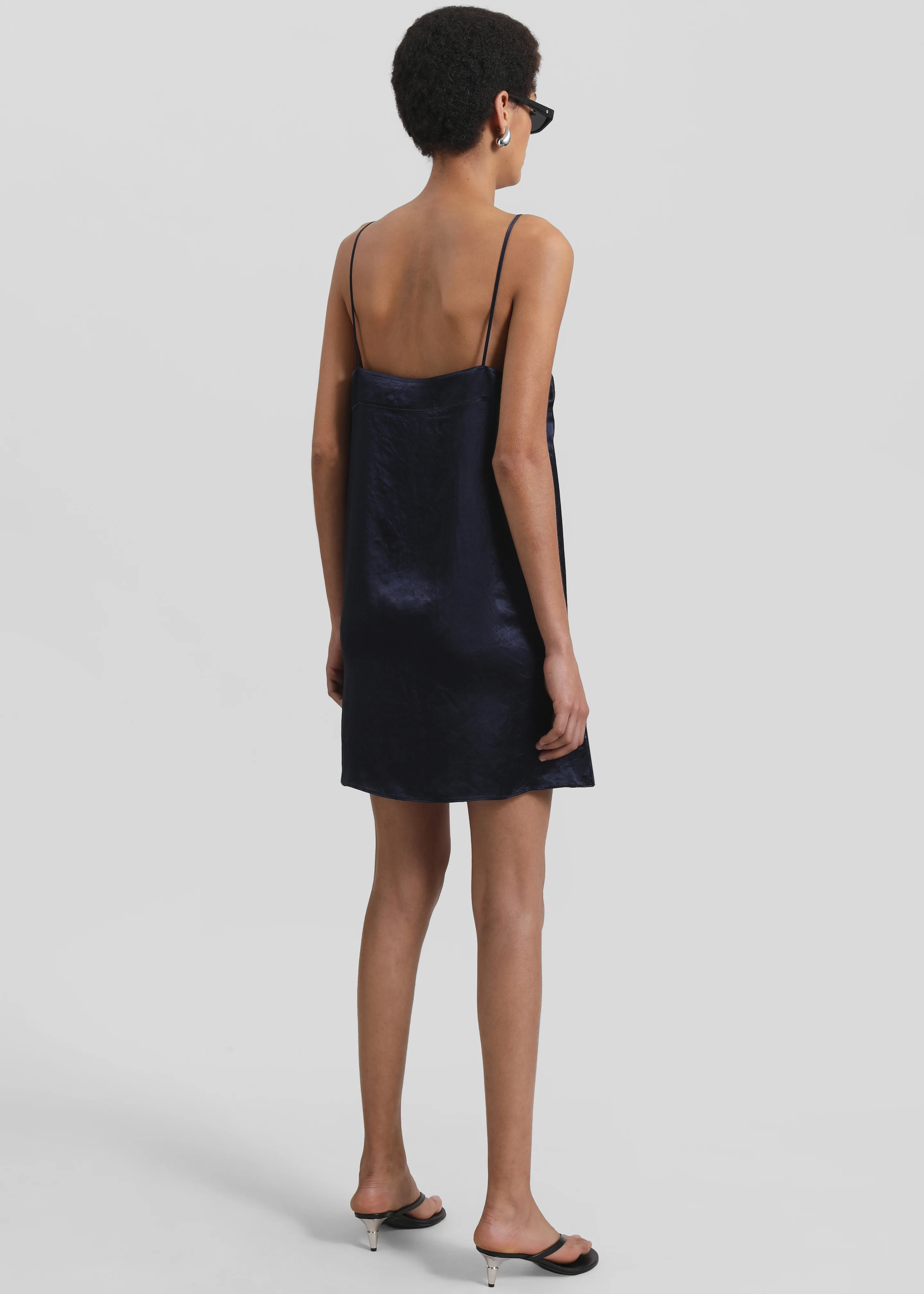 Elma Satin Mini Dress - Navy - Image 5