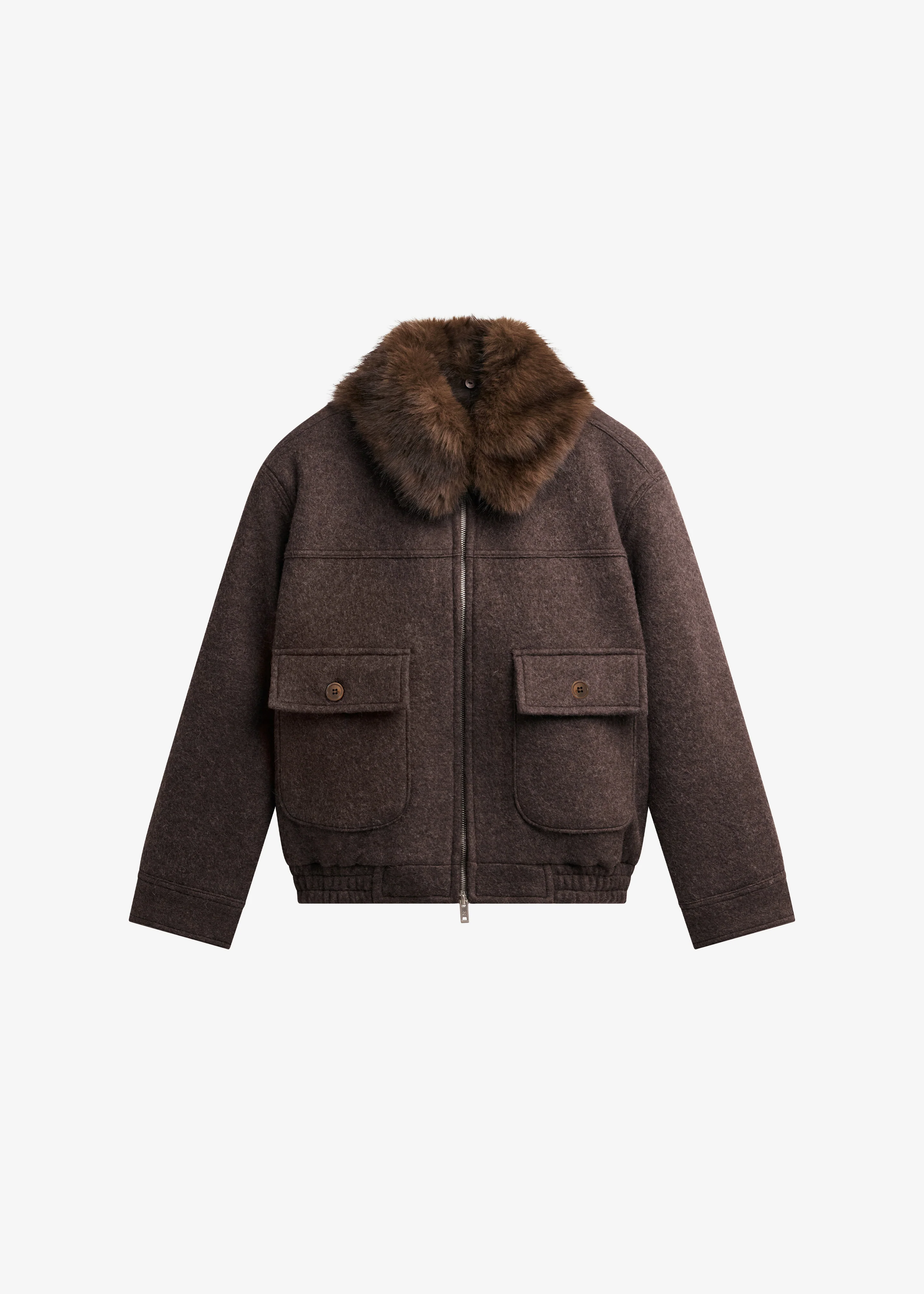 Elmont Brushed Wool Quilted Jacket - Brown - Image 8