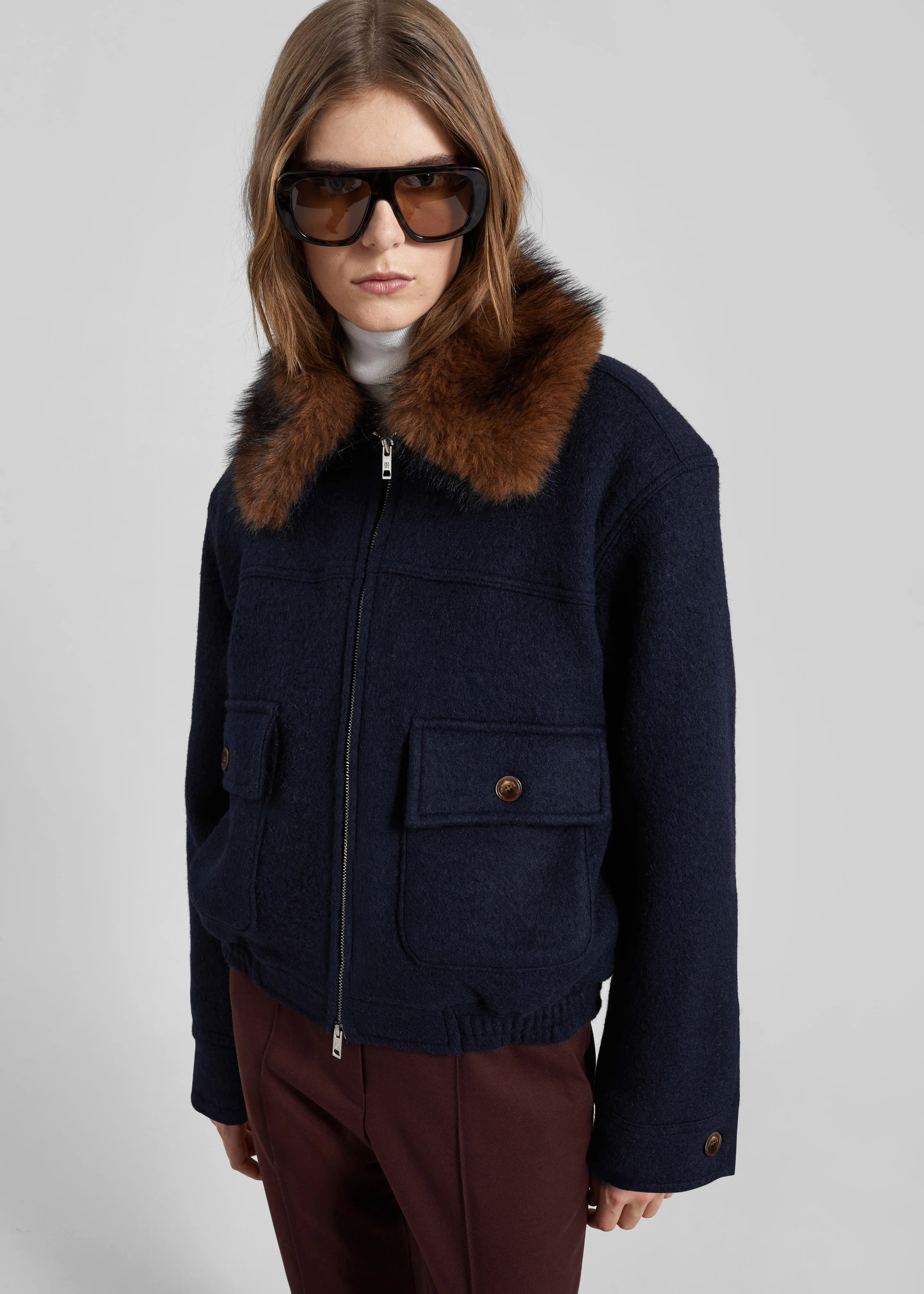 Elmont Brushed Wool Quilted Jacket - Dark Navy - Image 3