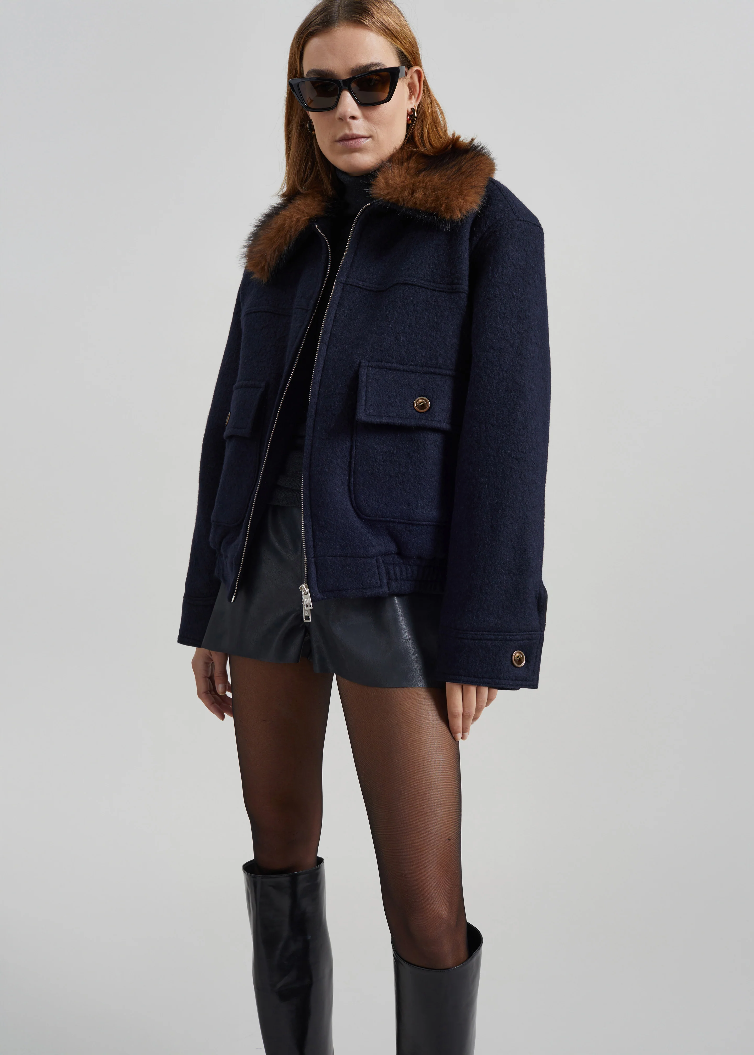 Elmont Brushed Wool Quilted Jacket - Dark Navy - Image 7