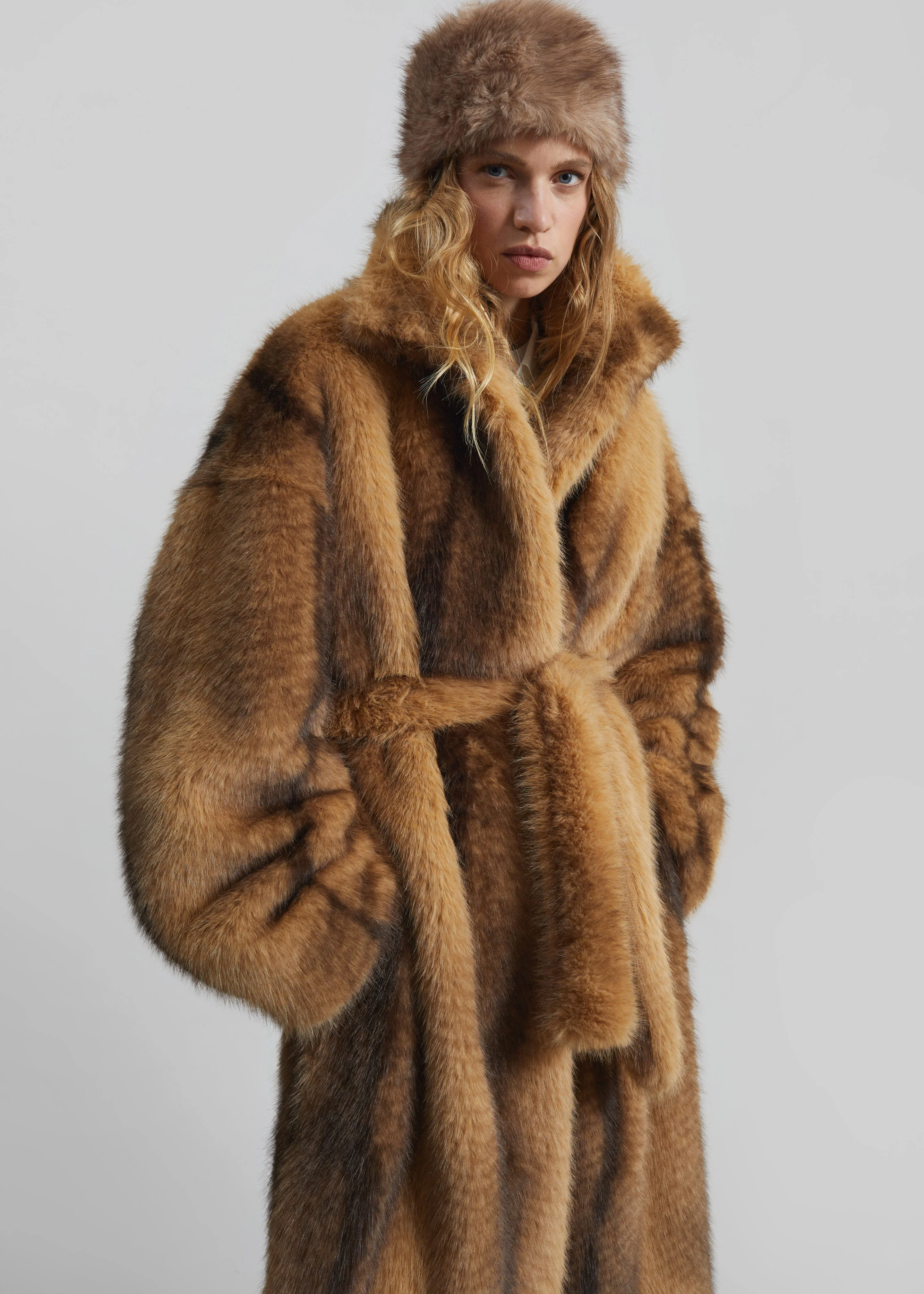 Elne Faux Fur Hair Band - Beige Melange - Image 5