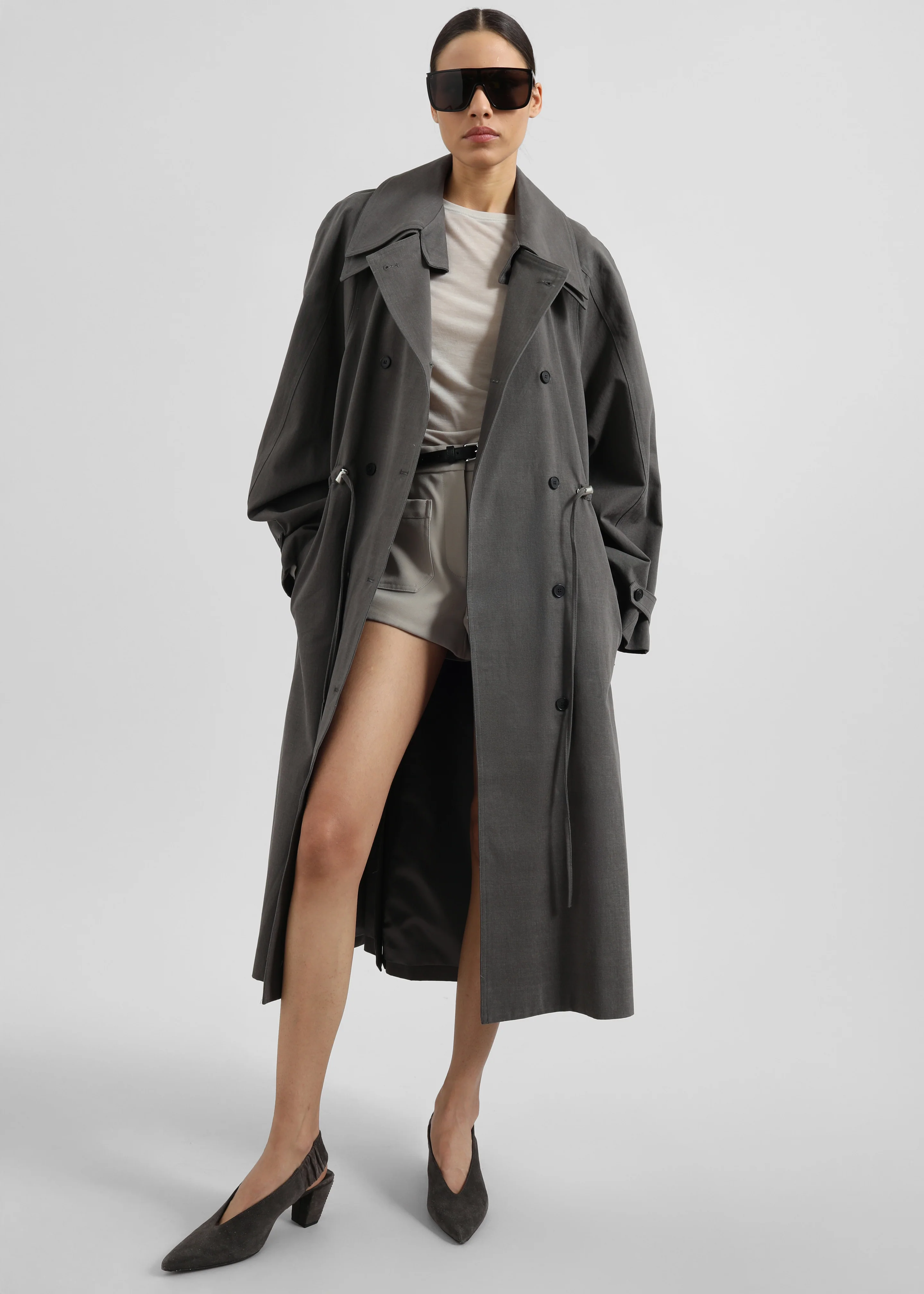 Elrod Drawstring Trench - Grey - Image 4