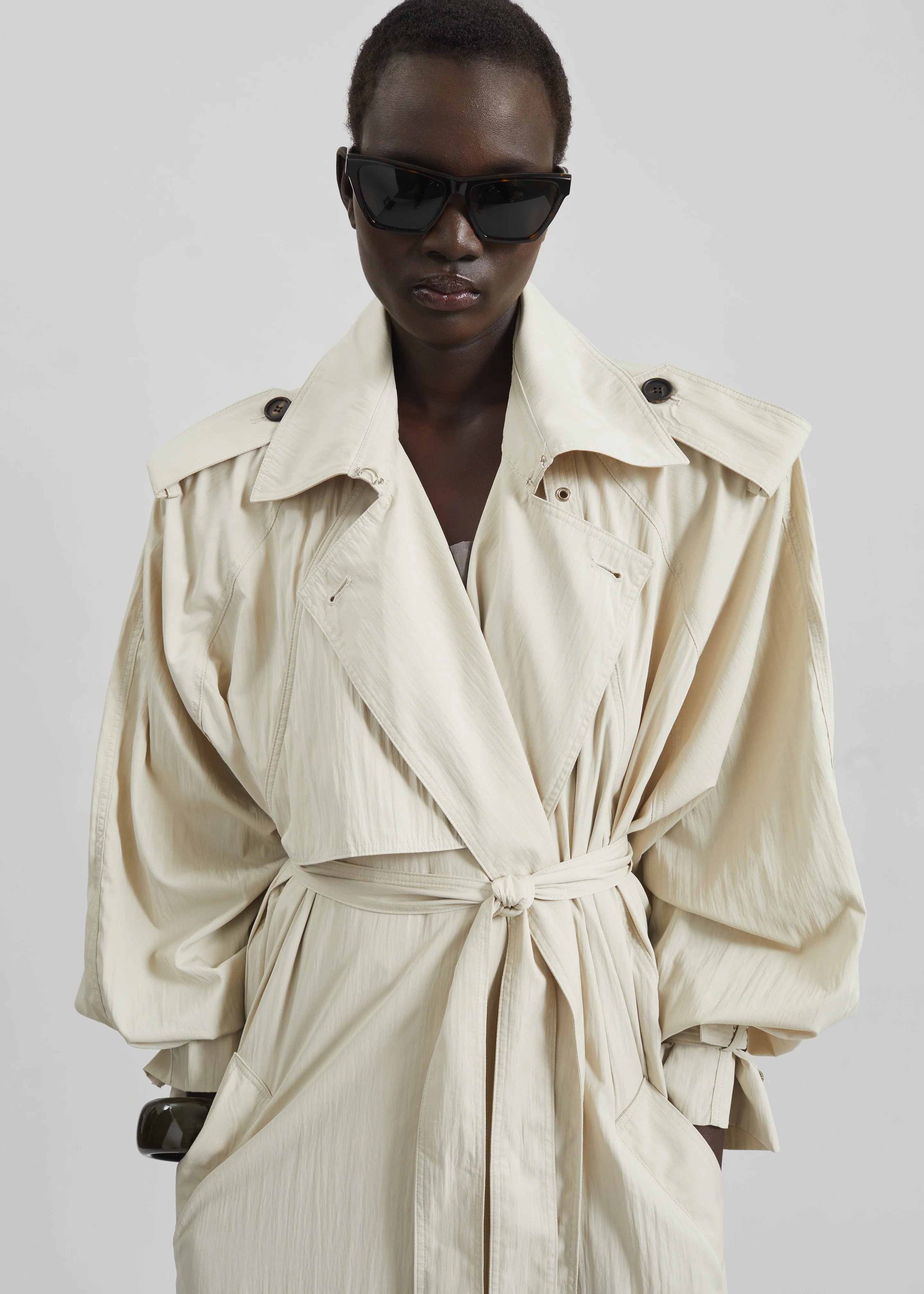 Elsdon Fluid Long Trench - Light Beige - Image 2
