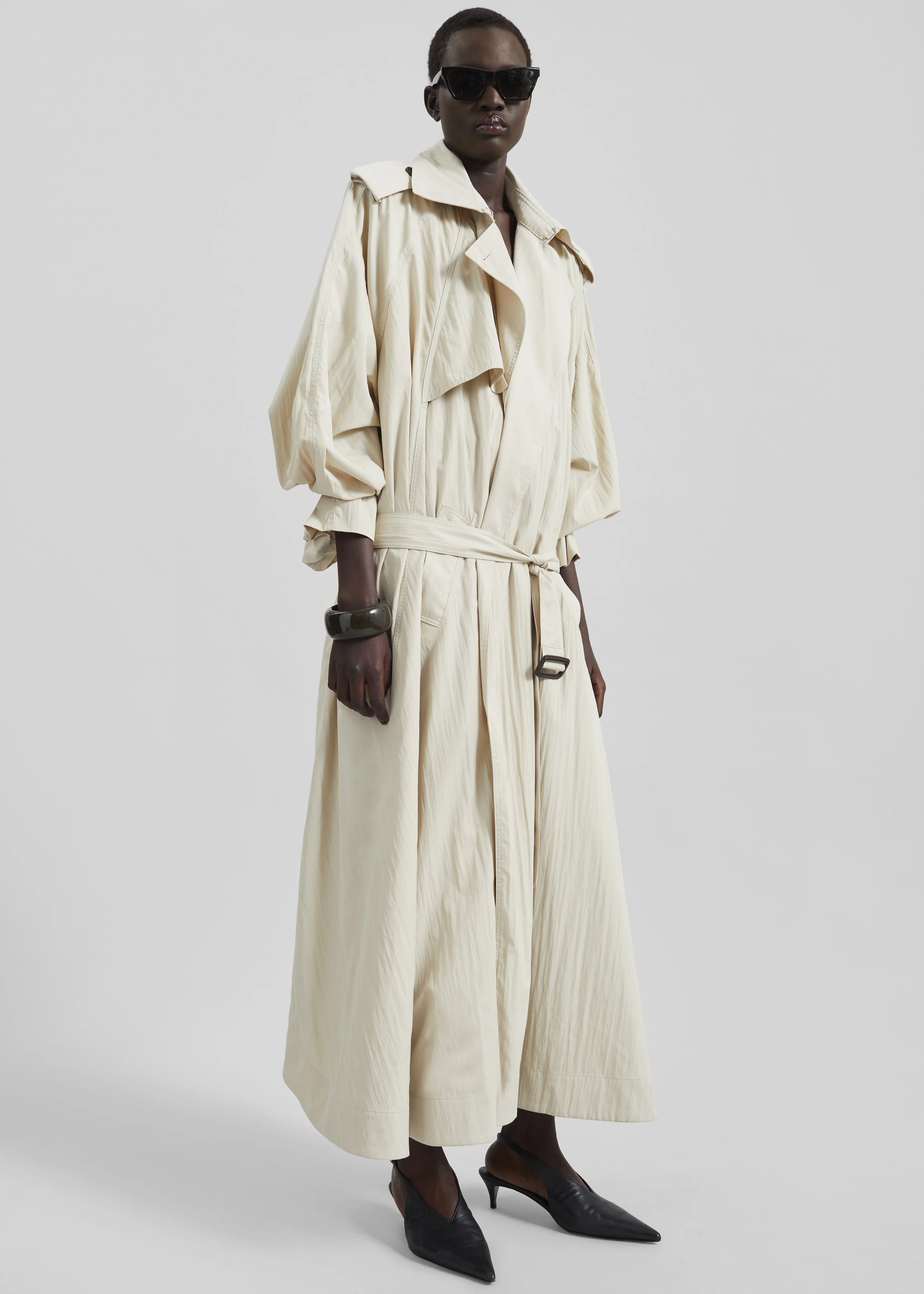 Elsdon Fluid Long Trench - Light Beige - Image 3