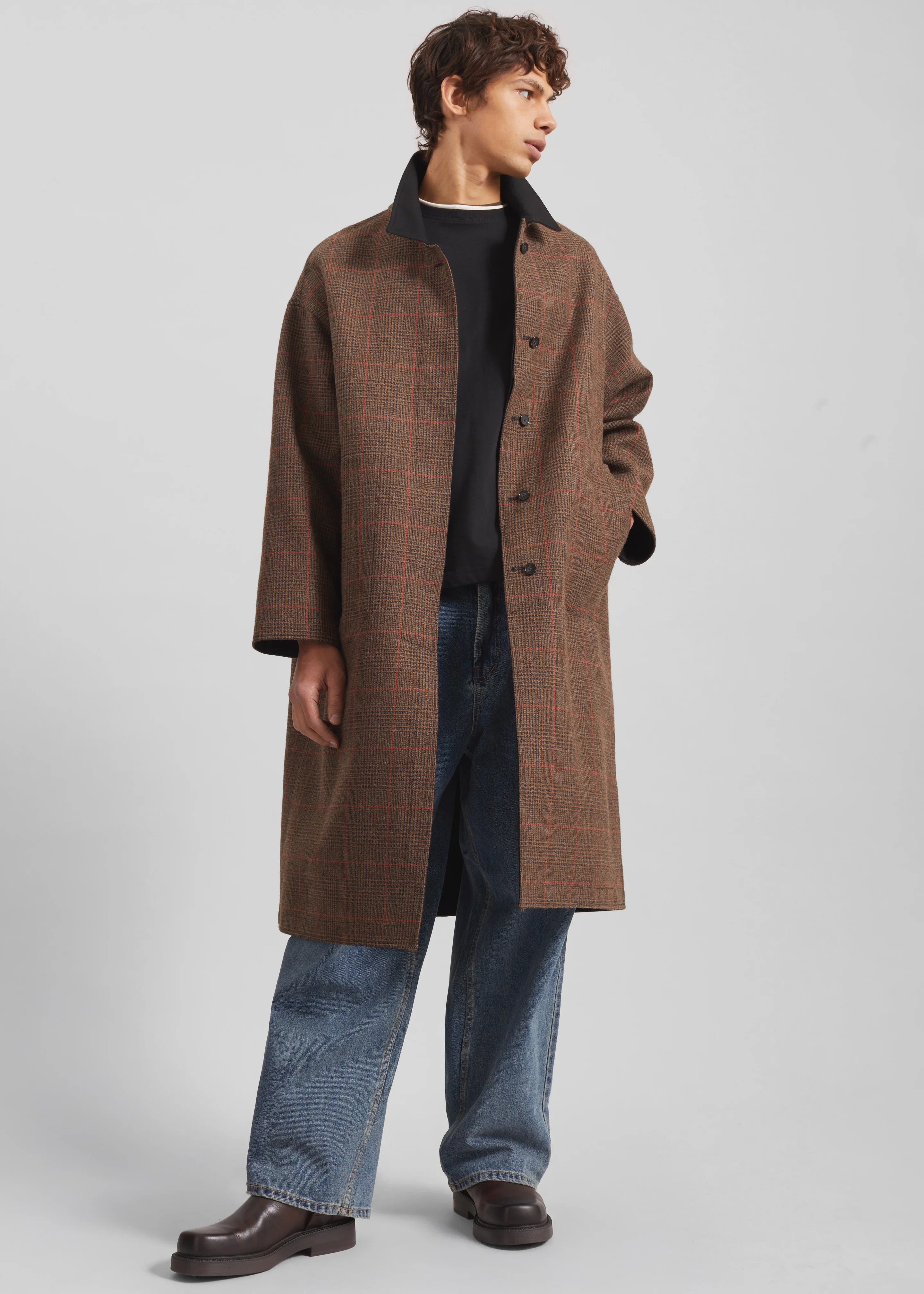 Elton Reversible Car Coat - Brown Glen Plaid - Image 8