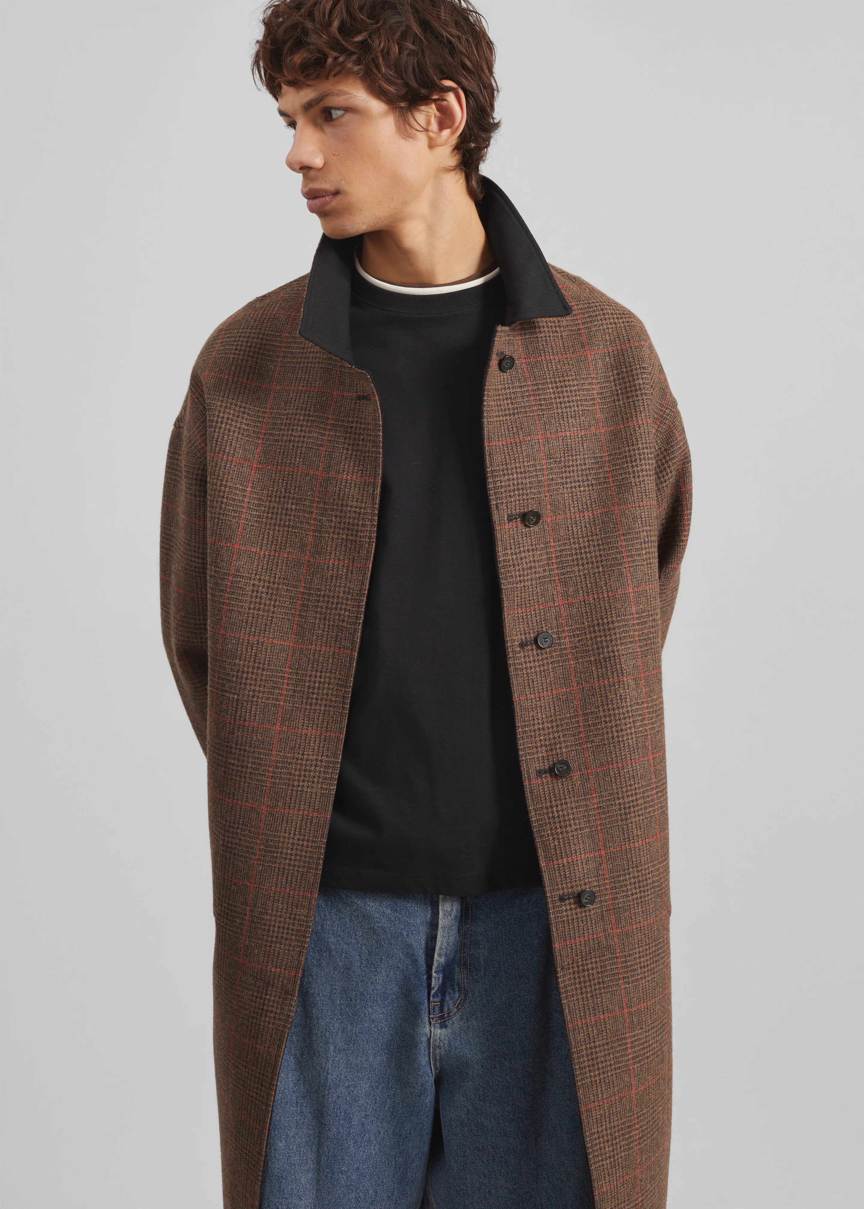 Elton Reversible Car Coat - Brown Glen Plaid - Image 9