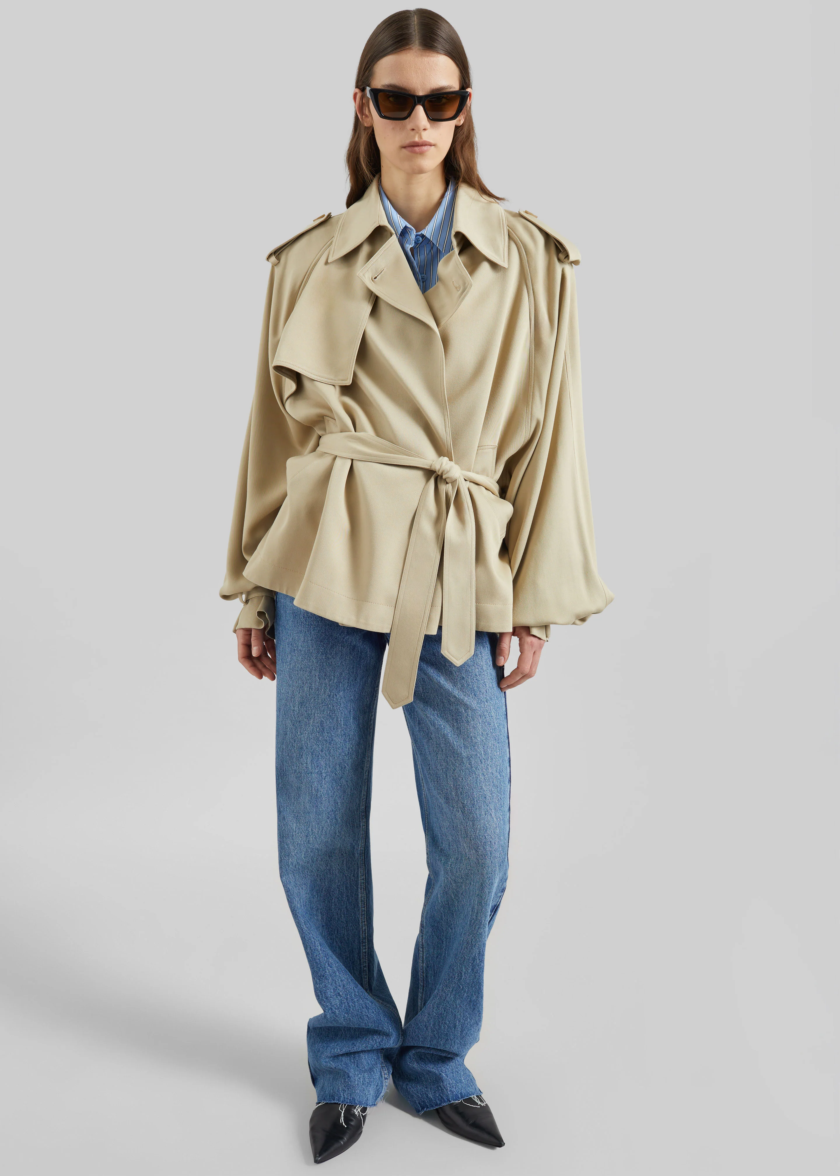 Elva Fluid Short Trench - Beige - Image 7