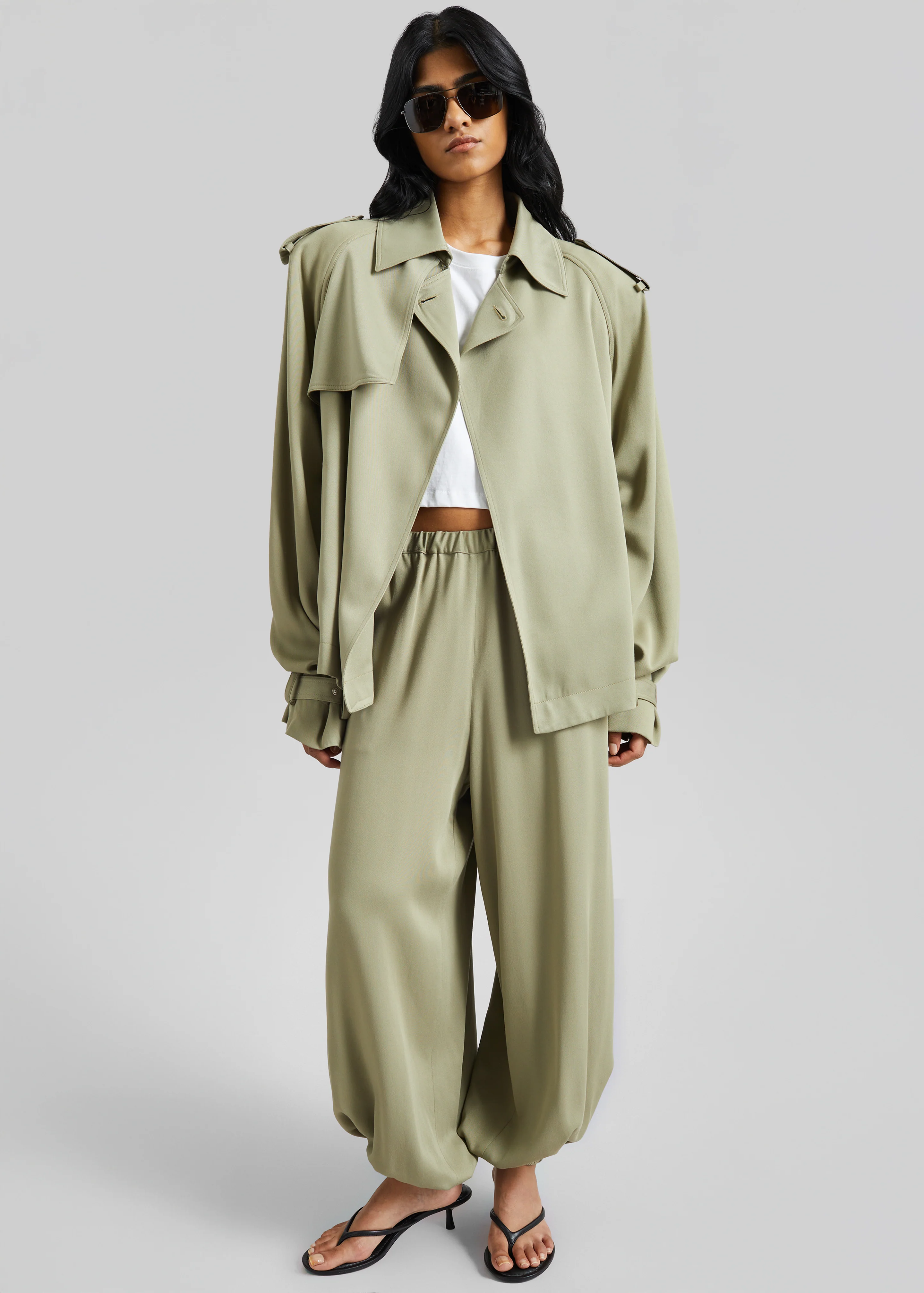 Elva Fluid Short Trench - Sage - Image 2