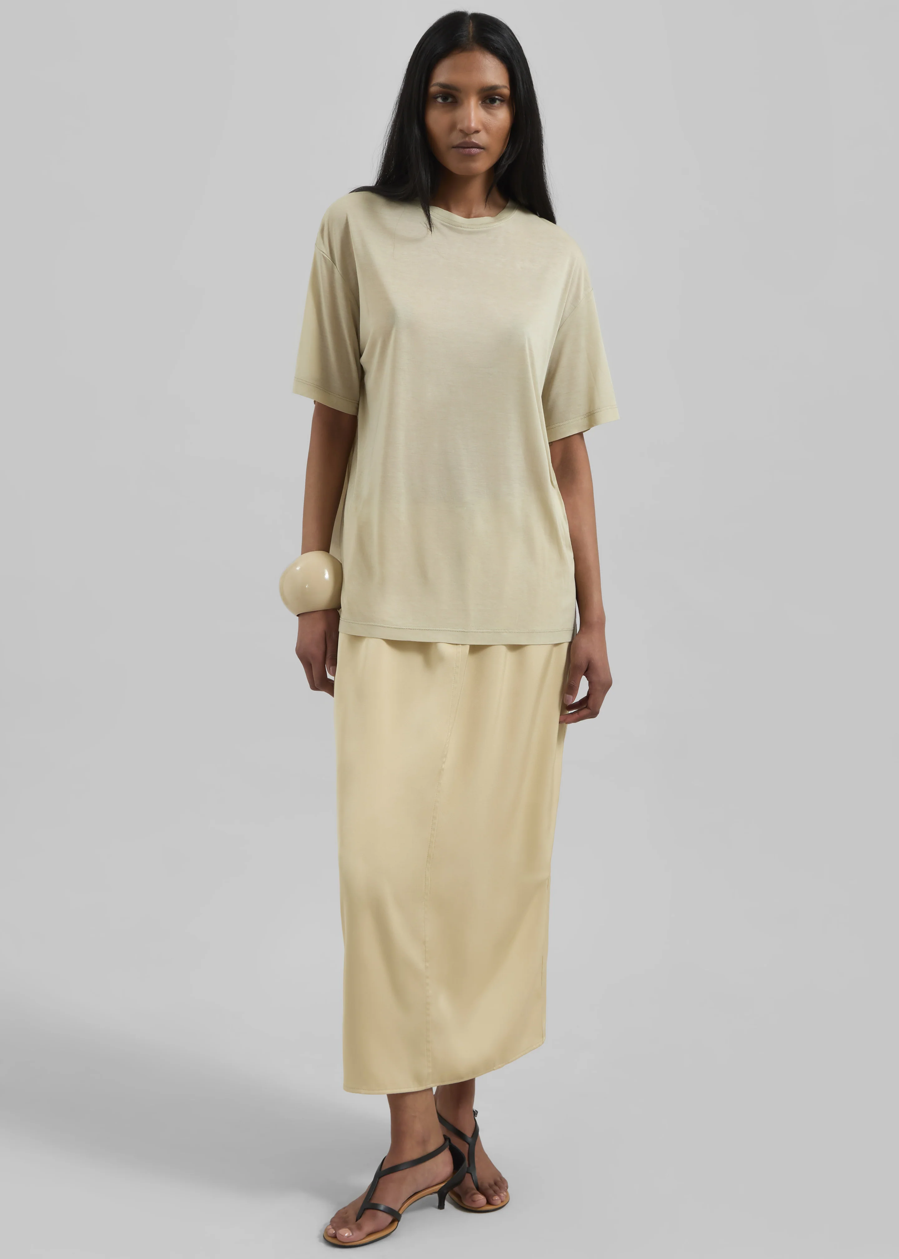 Elvas Satin Midi Skirt - Pale Yellow - Image 7