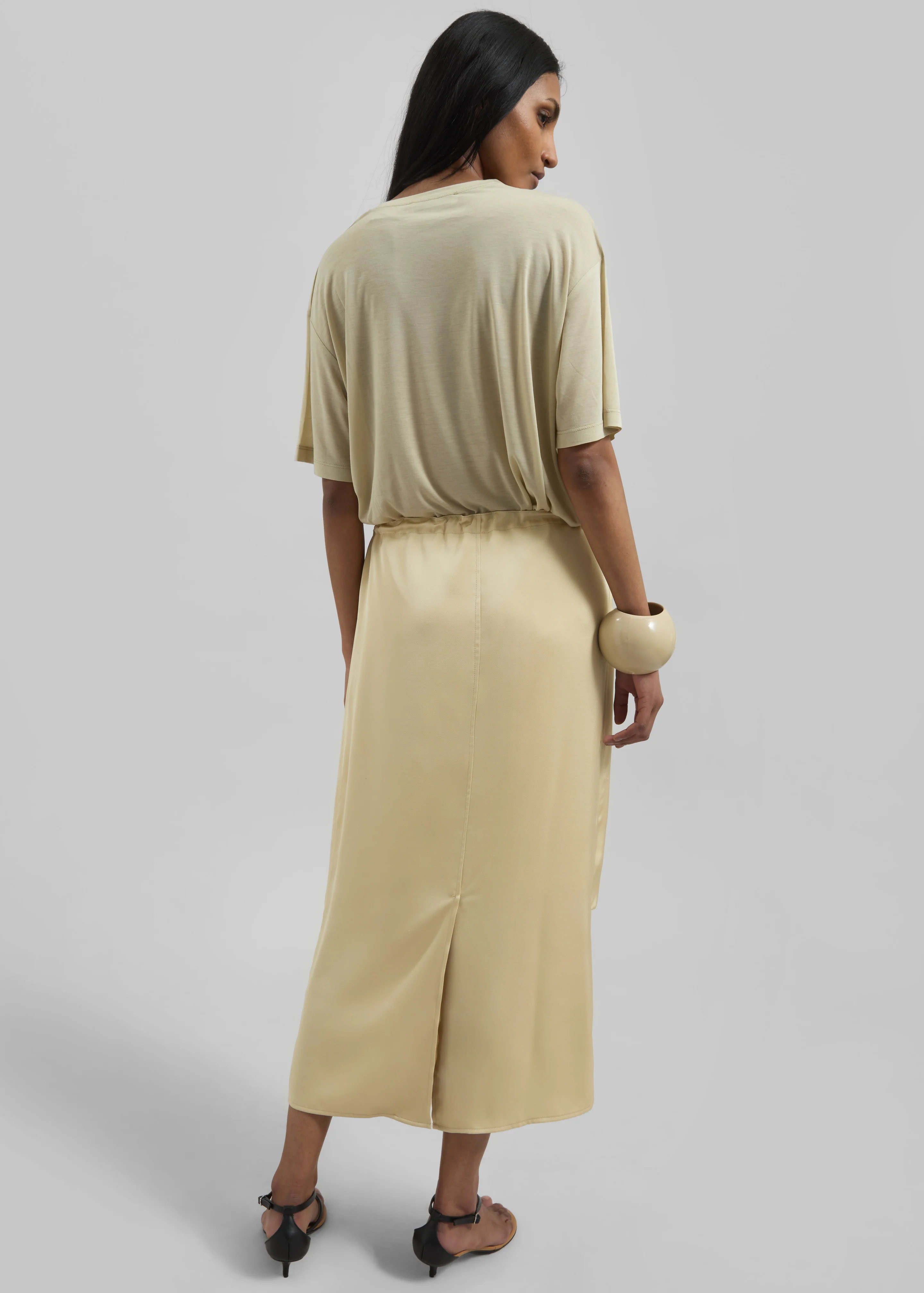 Elvas Satin Midi Skirt - Pale Yellow - Image 8