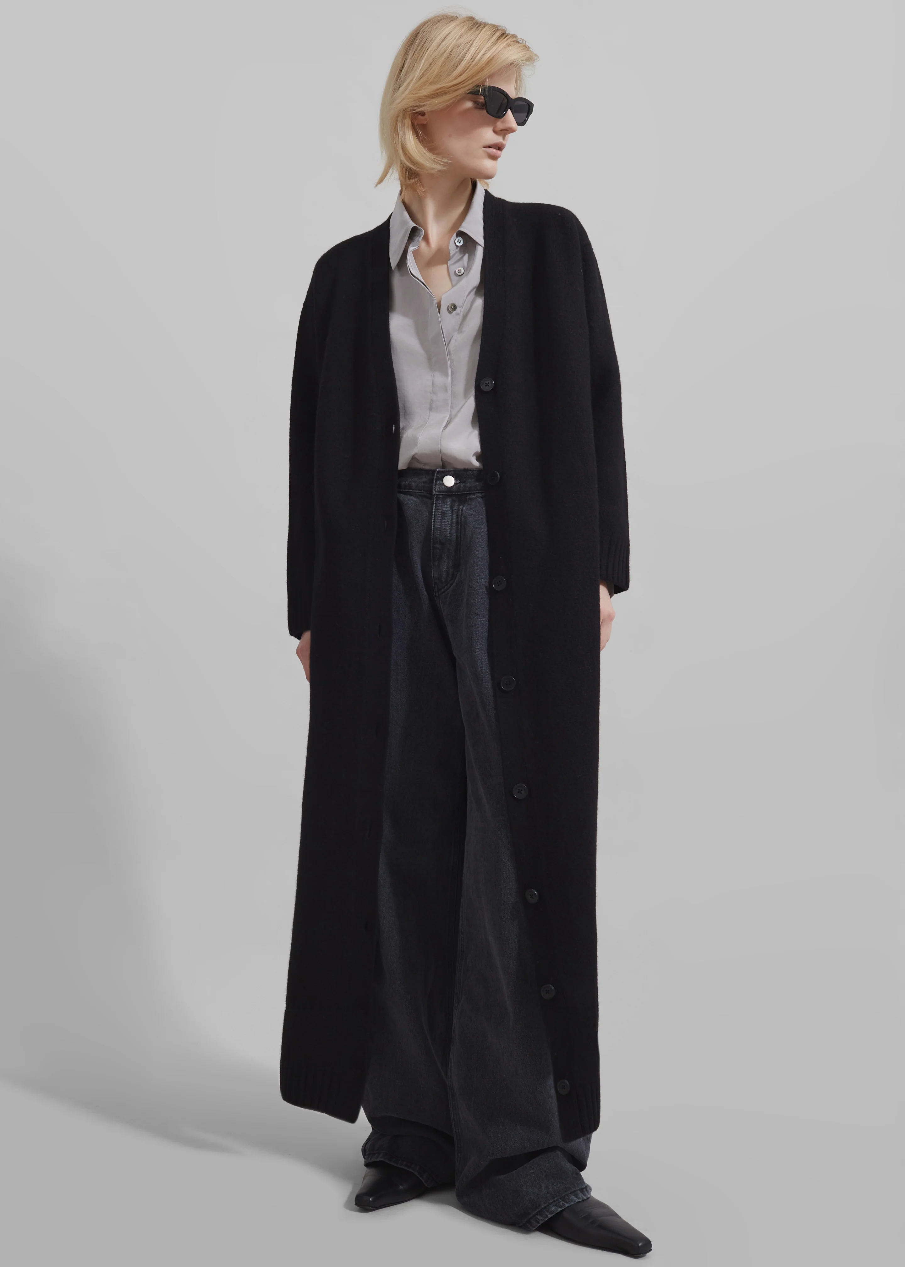 Emi Long Knit Cardigan - Black - Image 3