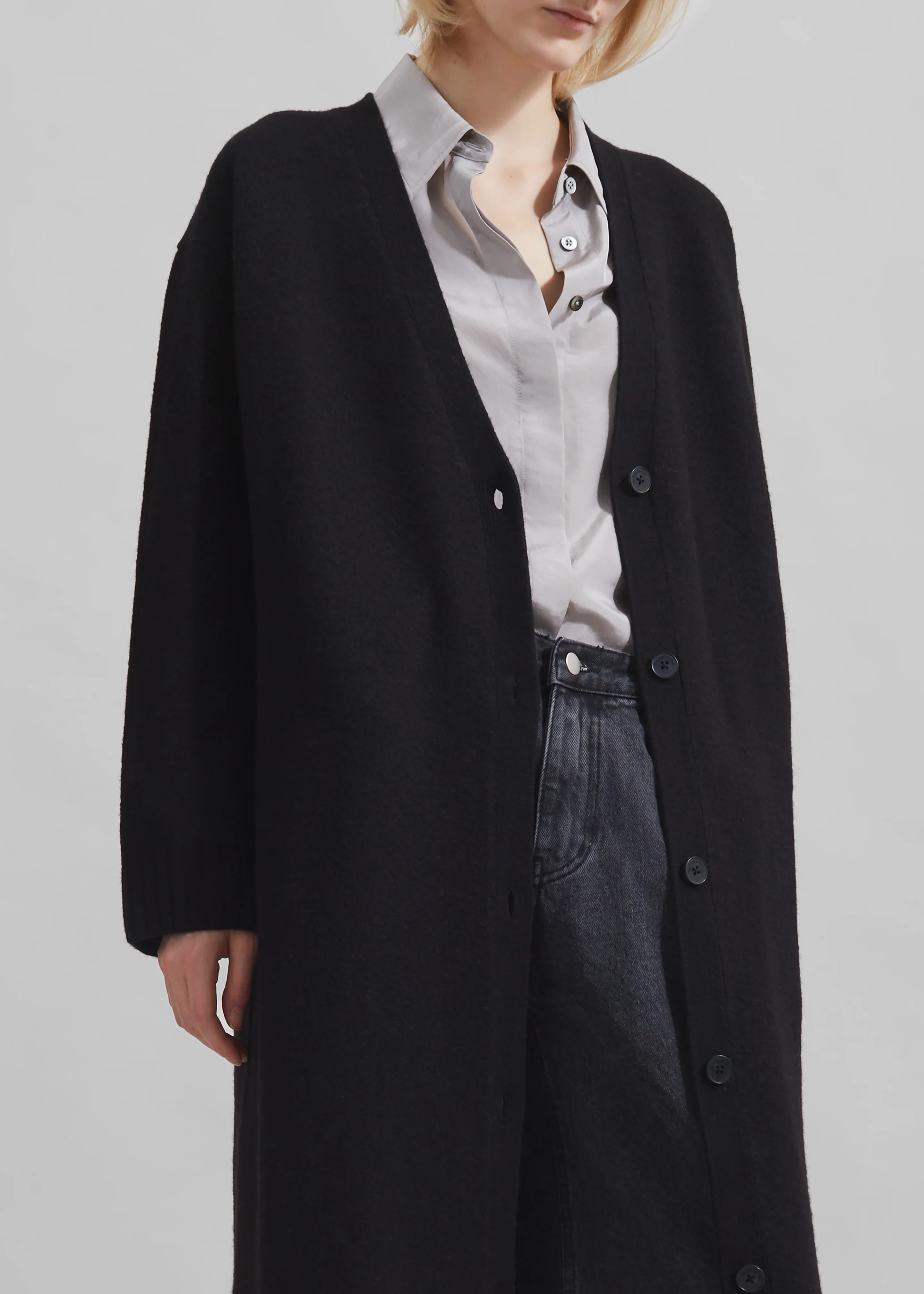 Emi Long Knit Cardigan - Black - Image 4