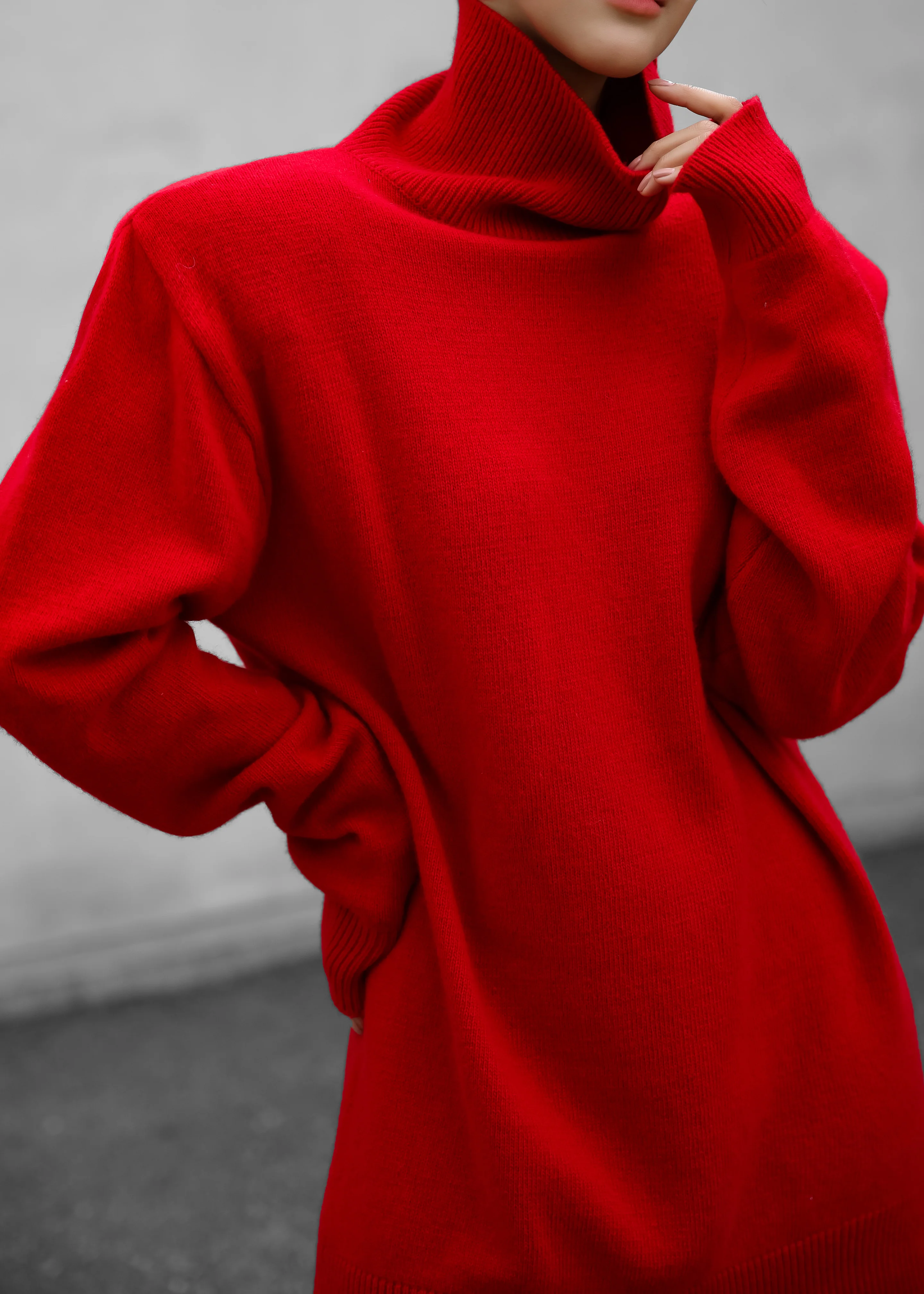 Emilia Mini Padded Sweater Dress - Red - Image 2