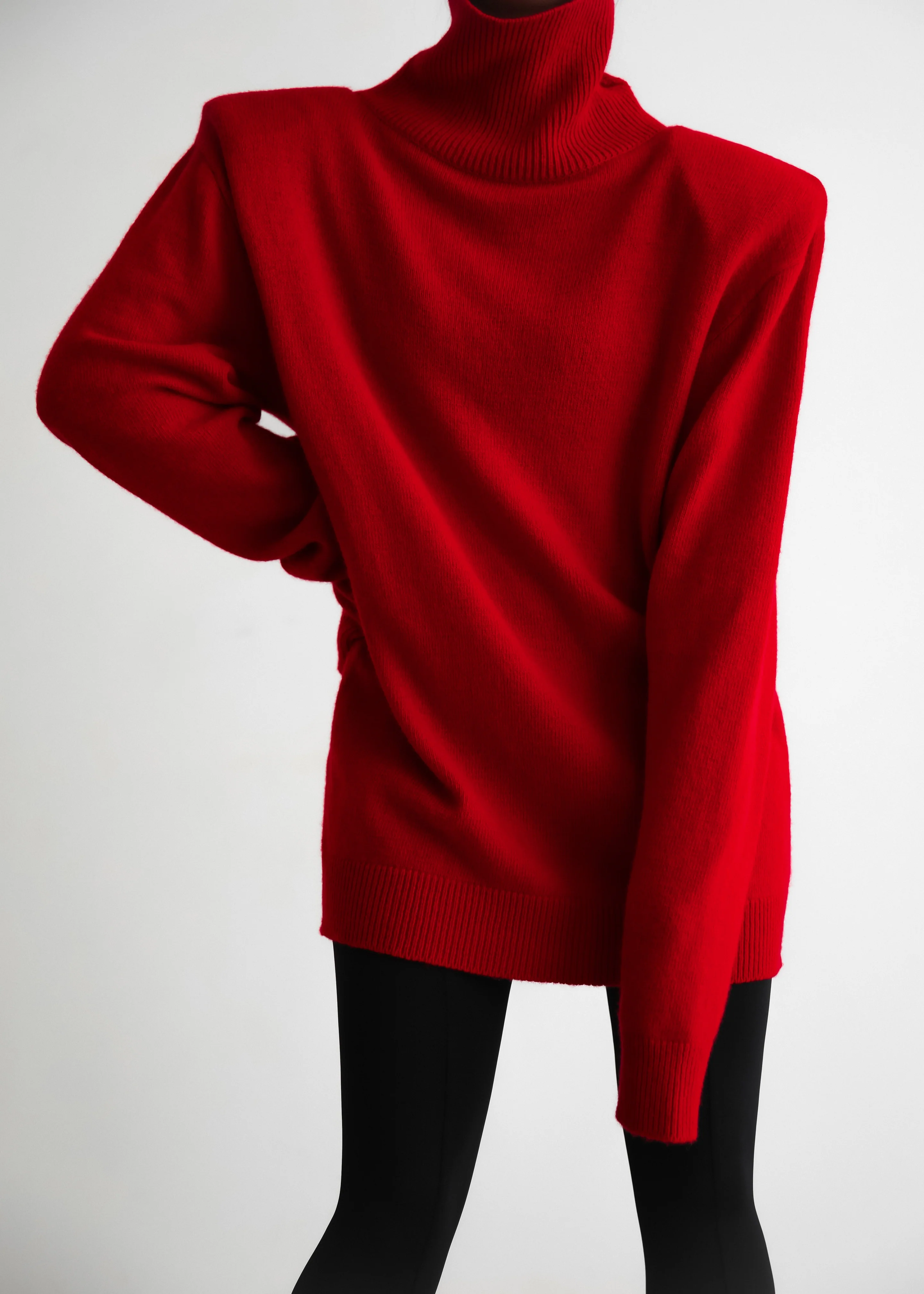 Emilia Mini Padded Sweater Dress - Red - Image 3