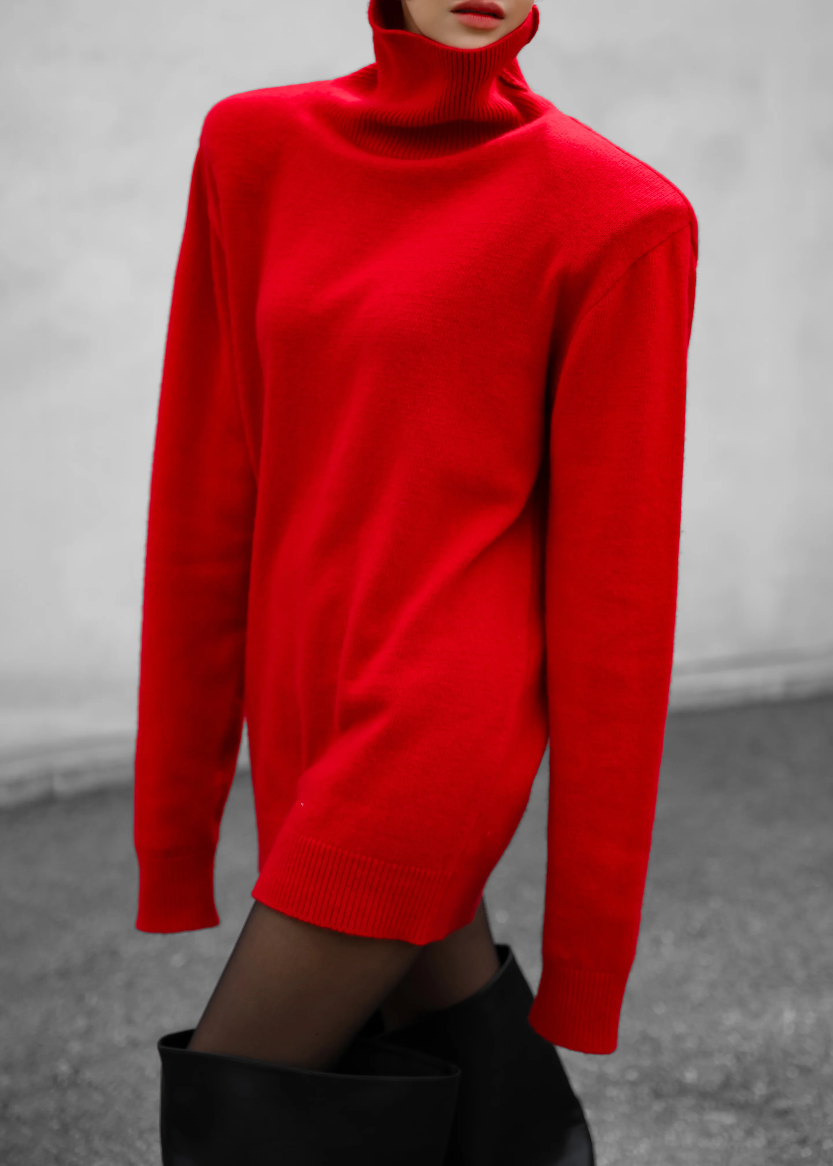 Emilia Mini Padded Sweater Dress - Red - Image 4