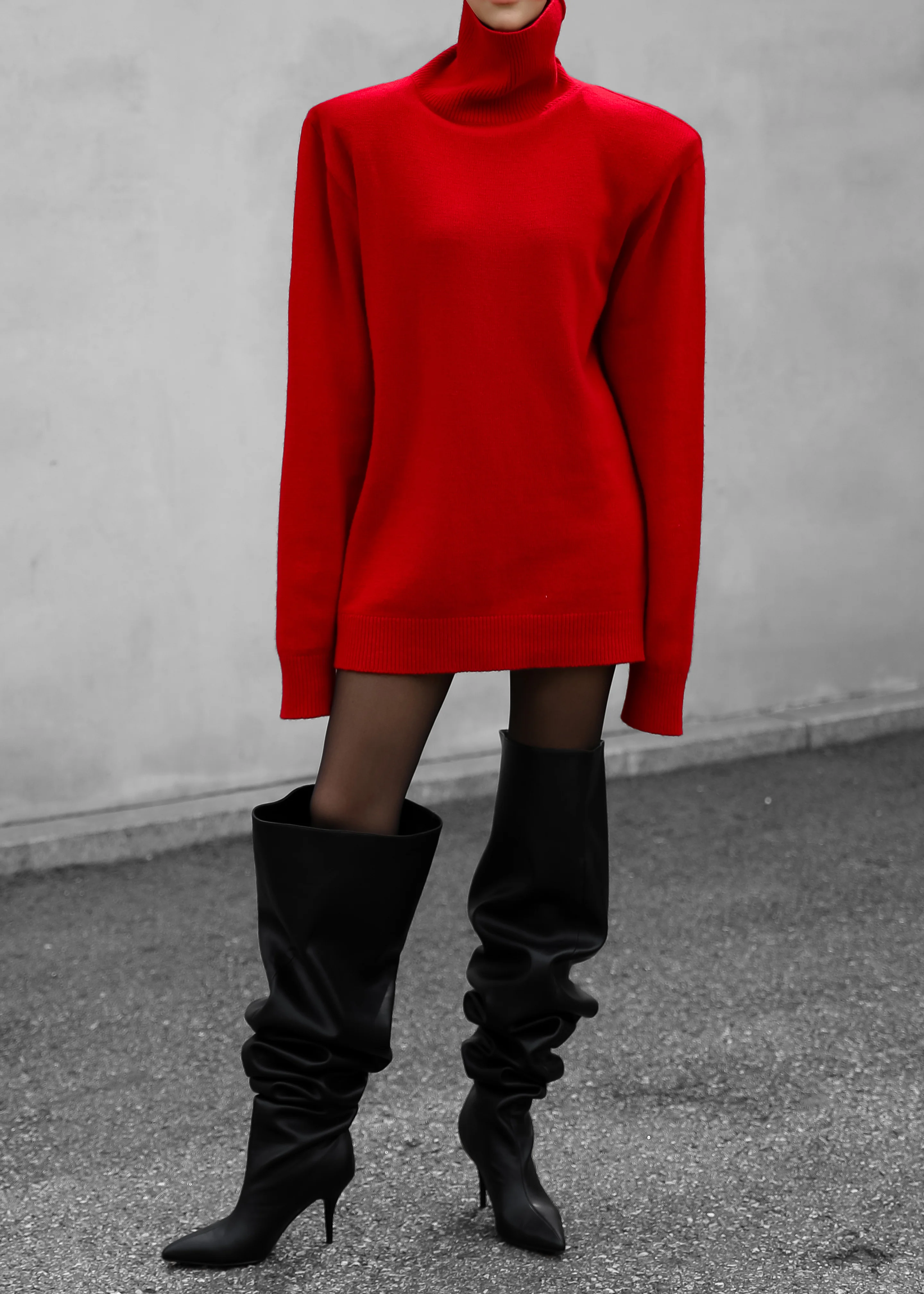 Emilia Mini Padded Sweater Dress - Red - Image 6