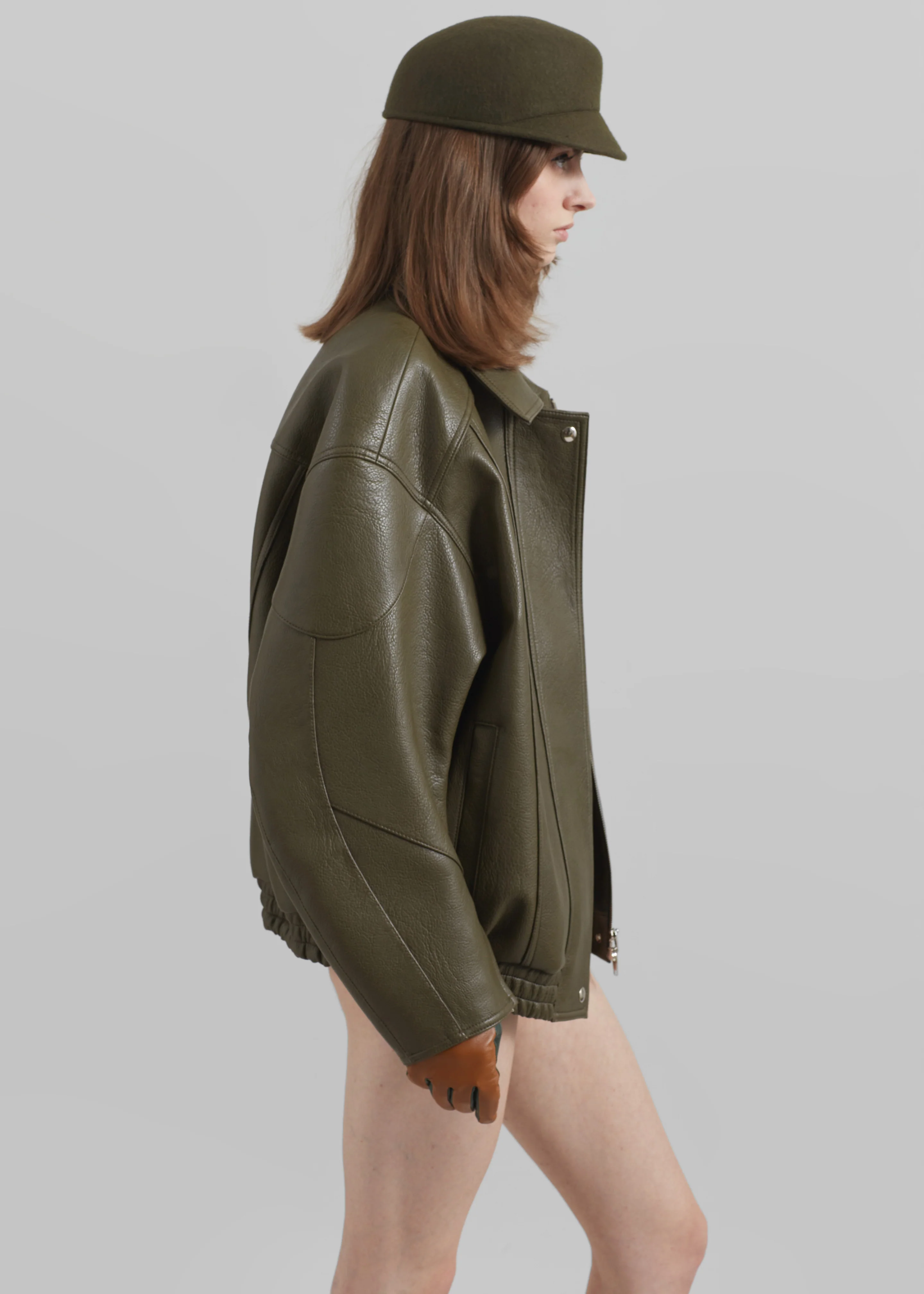 Enora Faux Leather Jacket - Olive - Image 7