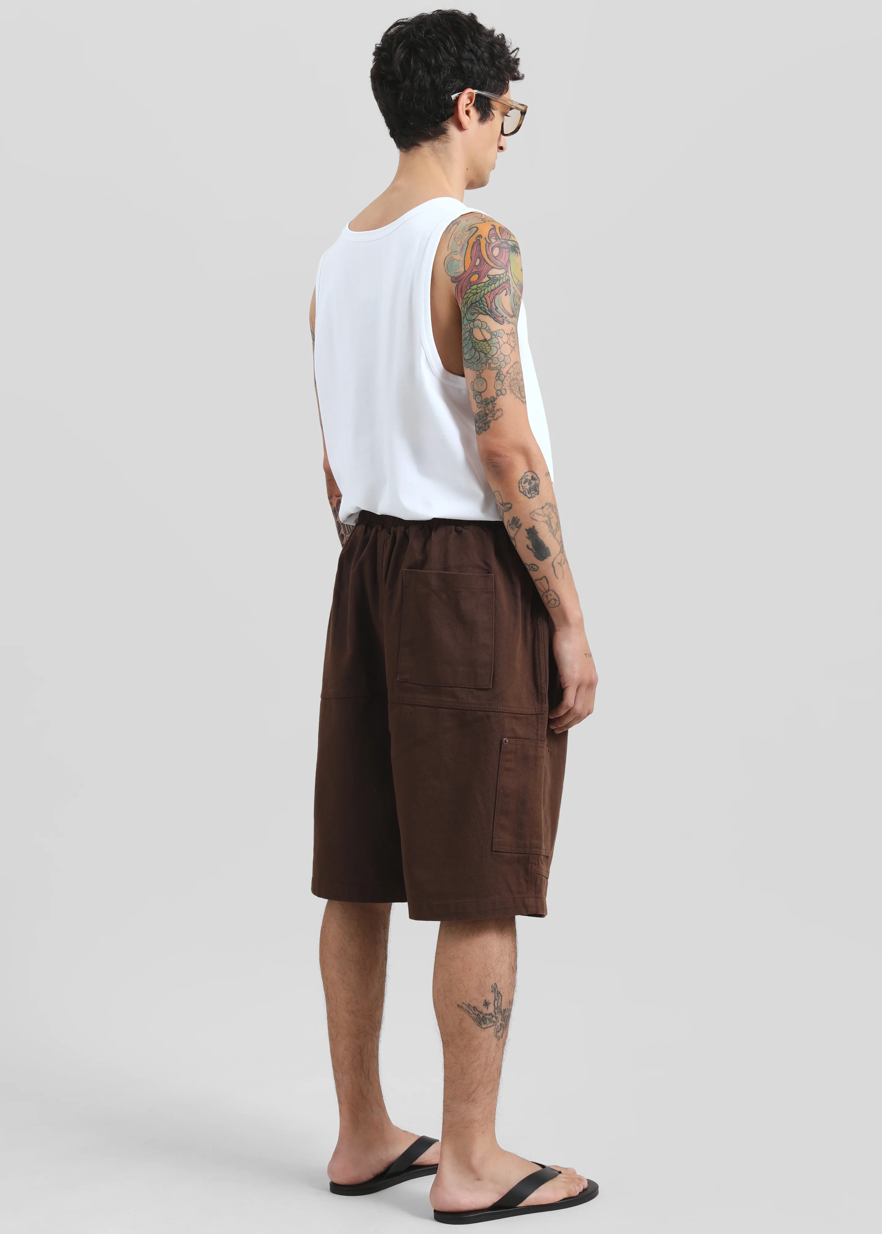Esher Denim Bermuda Shorts - Brown - Image 5
