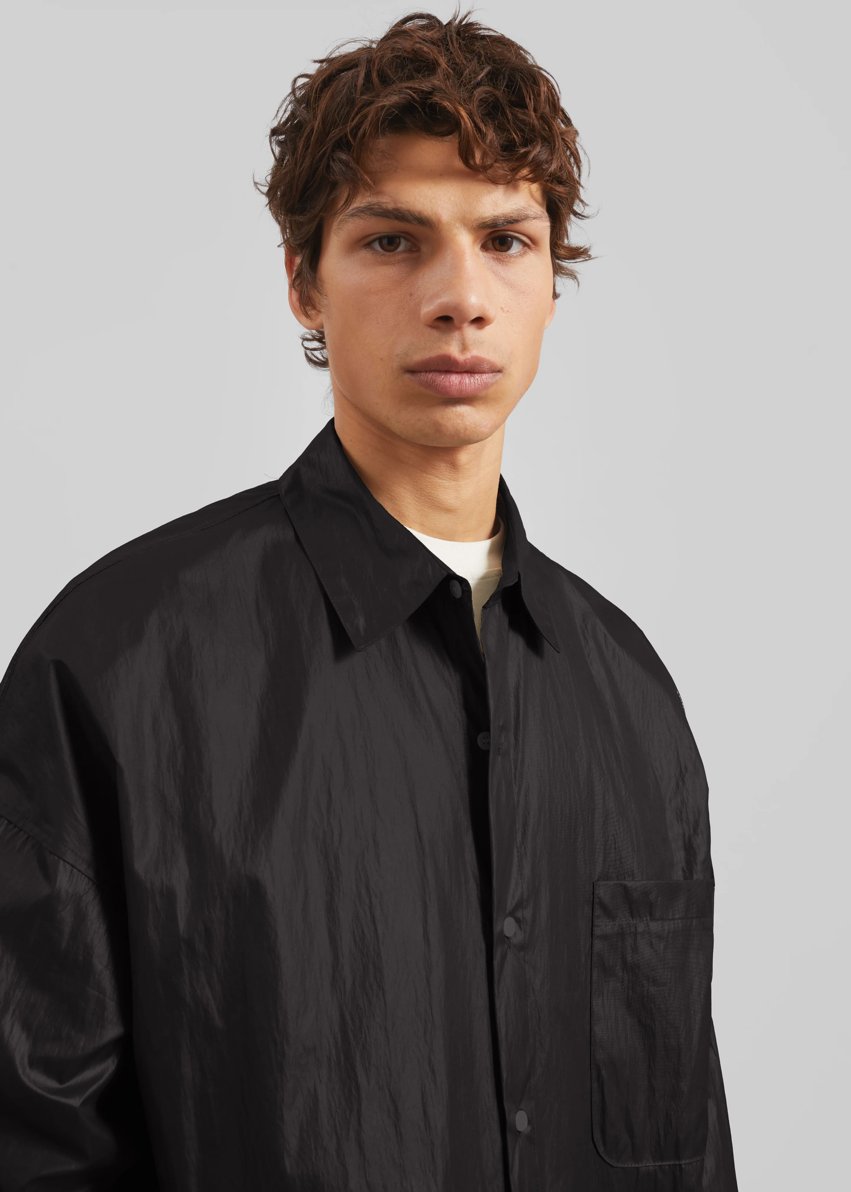 Etah Lustrous Oversized Shirt - Black - Image 2