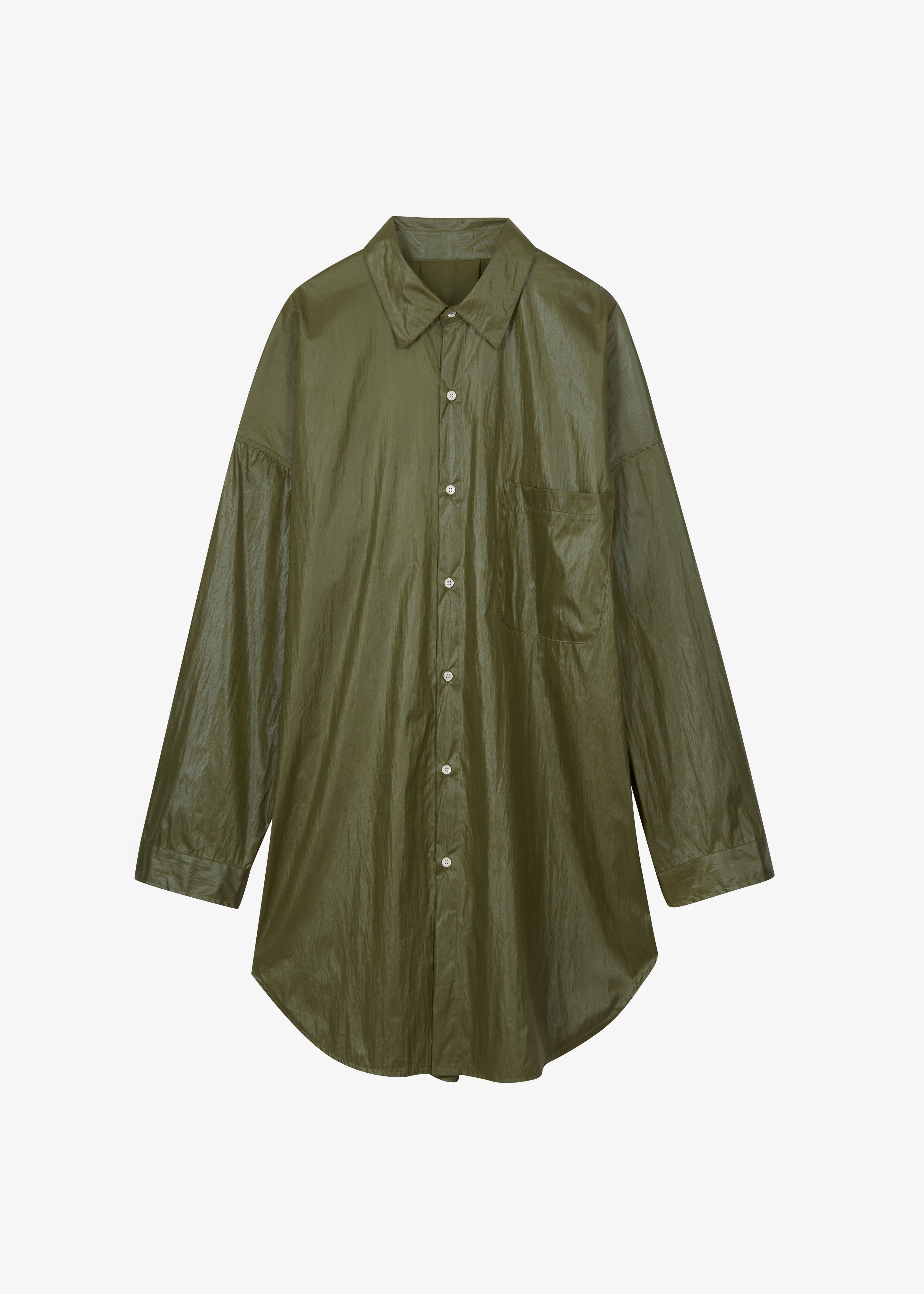 Etah Lustrous Oversized Shirt - Olive - Image 6