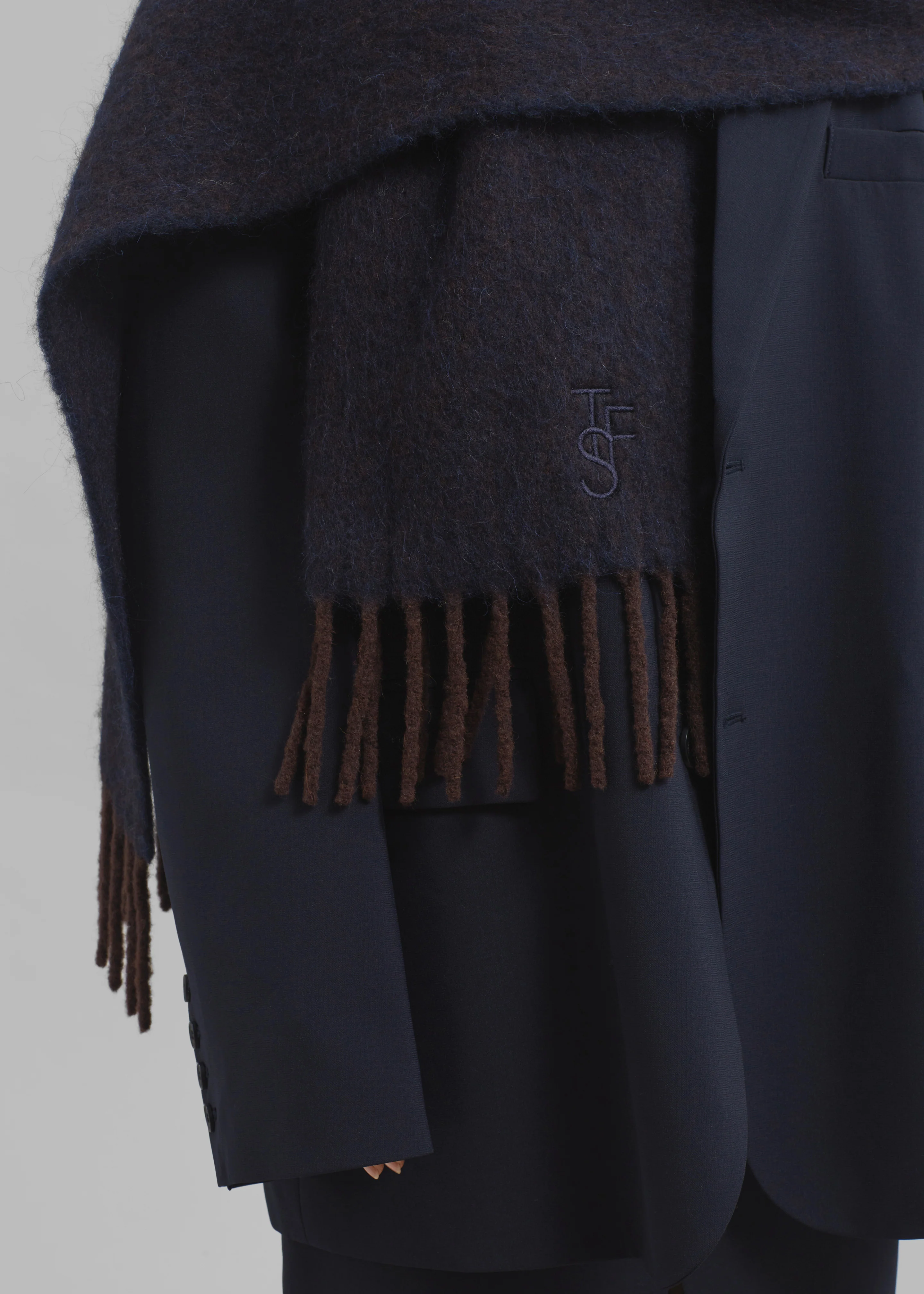 Etta Wool Scarf - Navy - Image 2