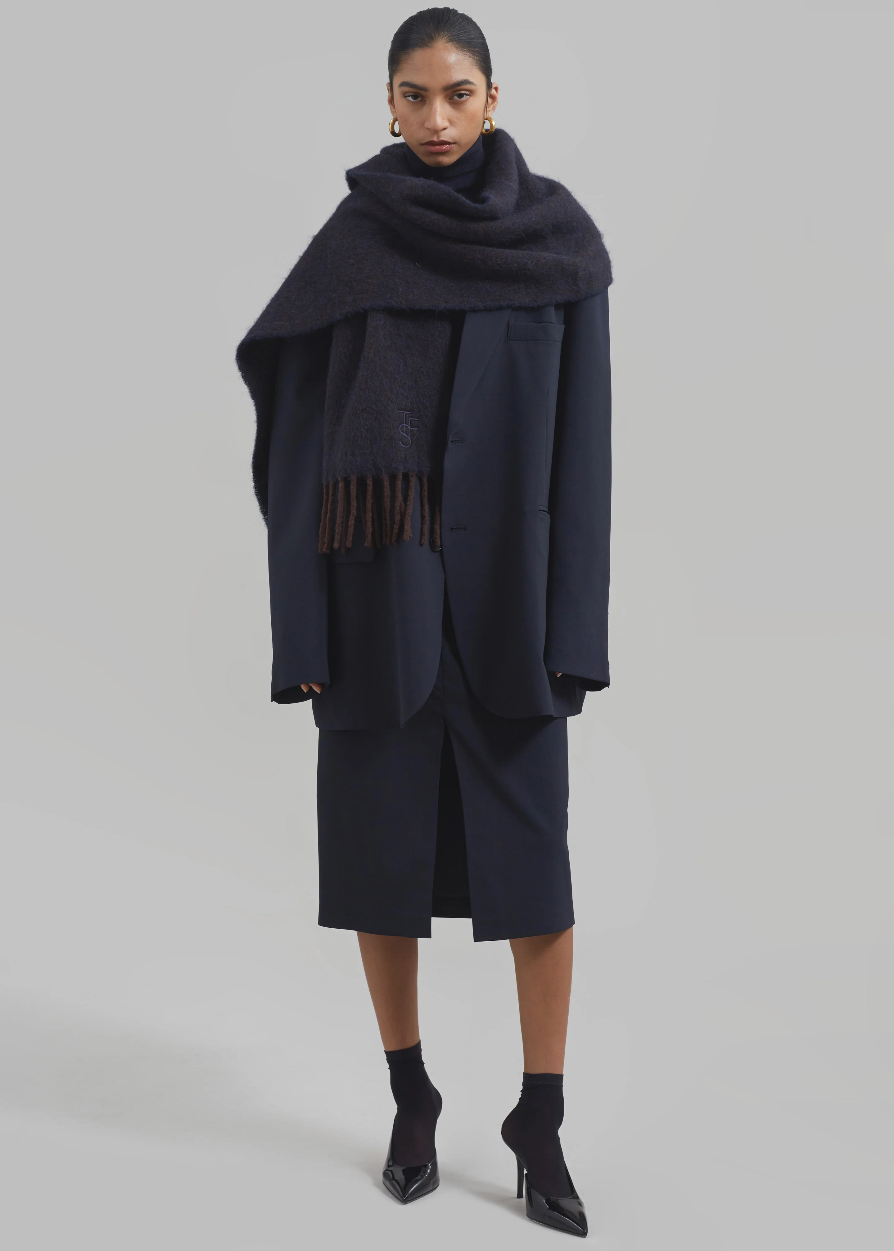 Etta Wool Scarf - Navy - Image 3