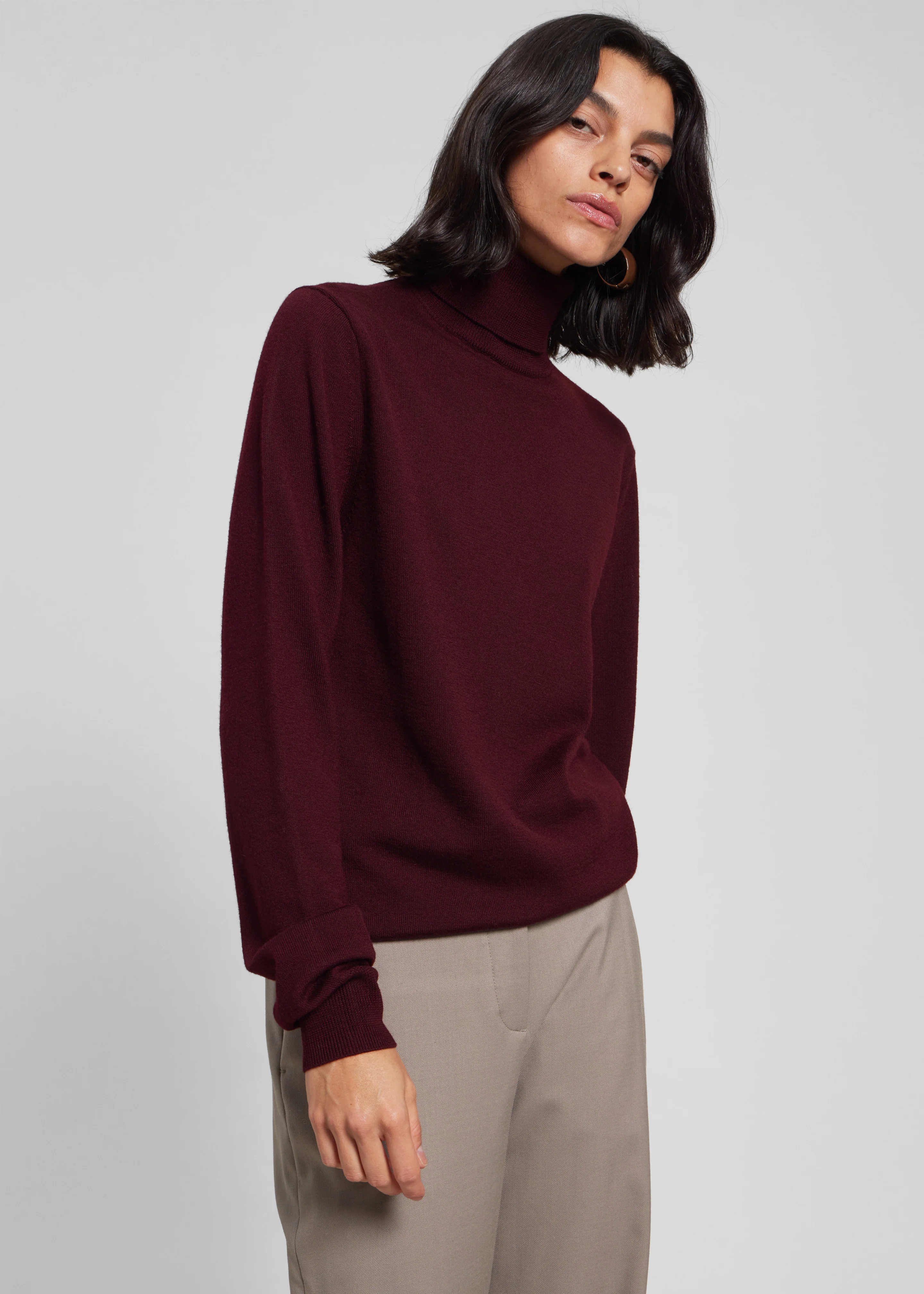Eve Thin Turtleneck Sweater - Burgundy - Image 7