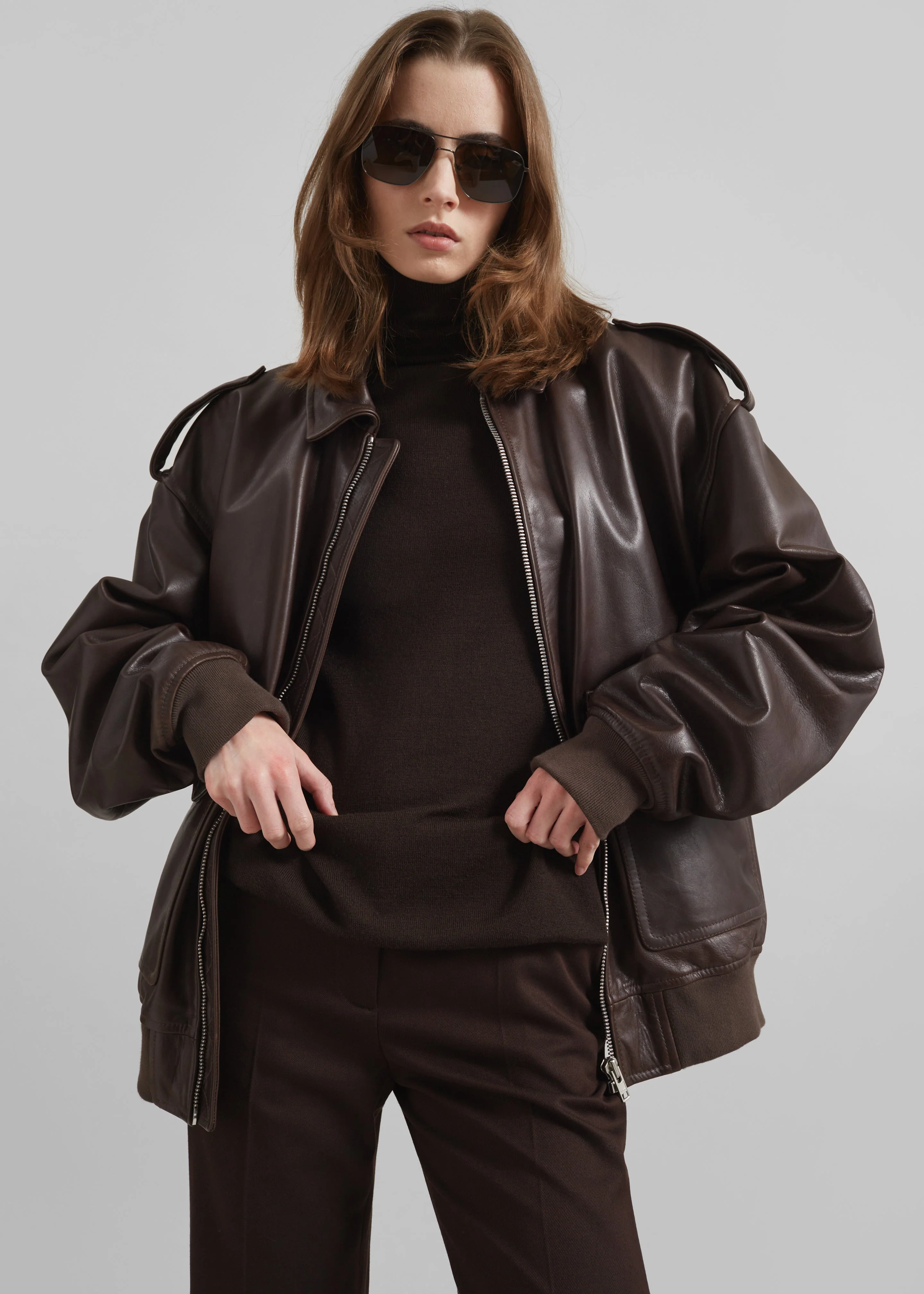 Eve Thin Turtleneck Sweater - Dark Brown - Image 7