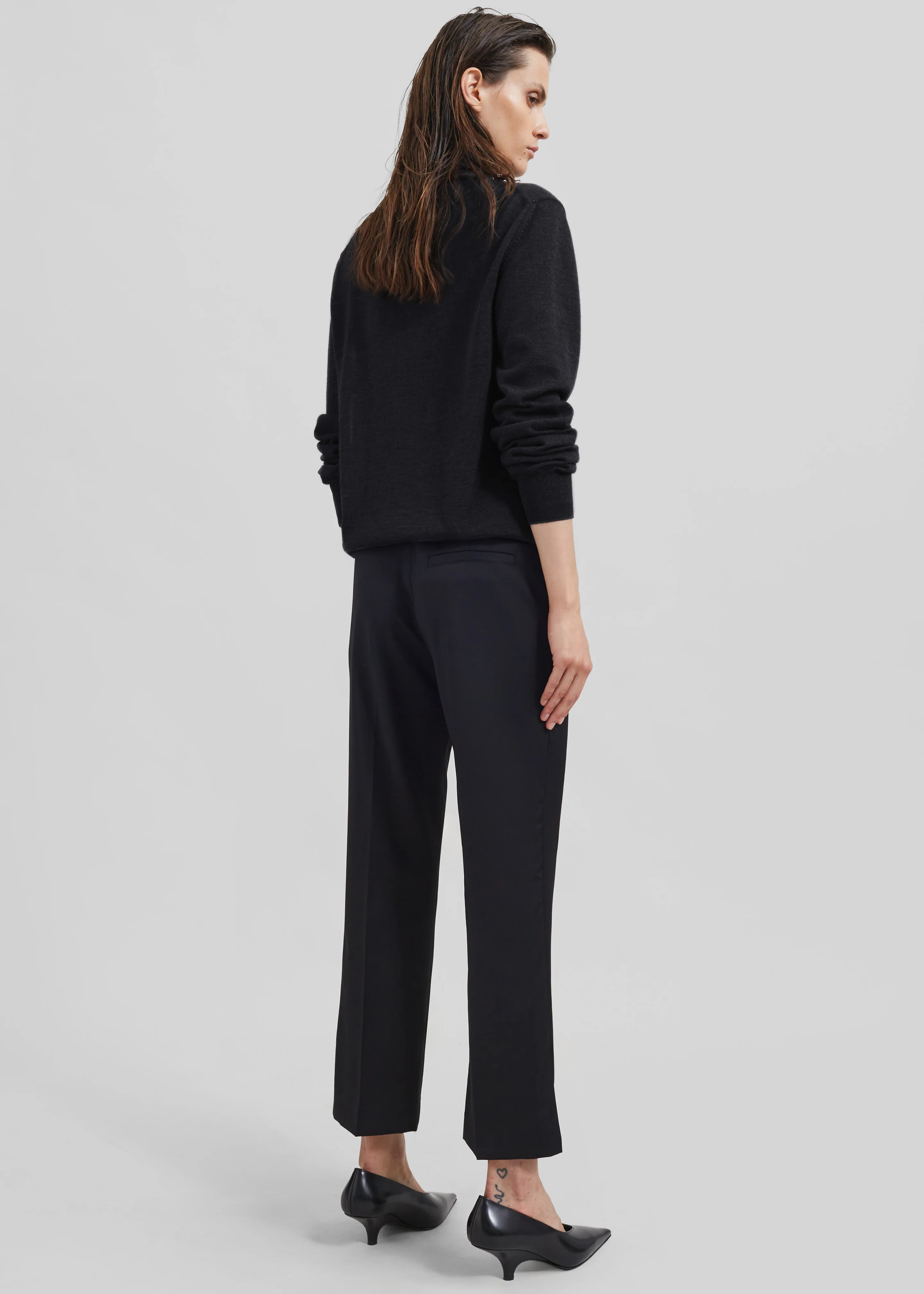 Eve Thin Turtleneck Sweater - Dark Grey Melange - Image 9