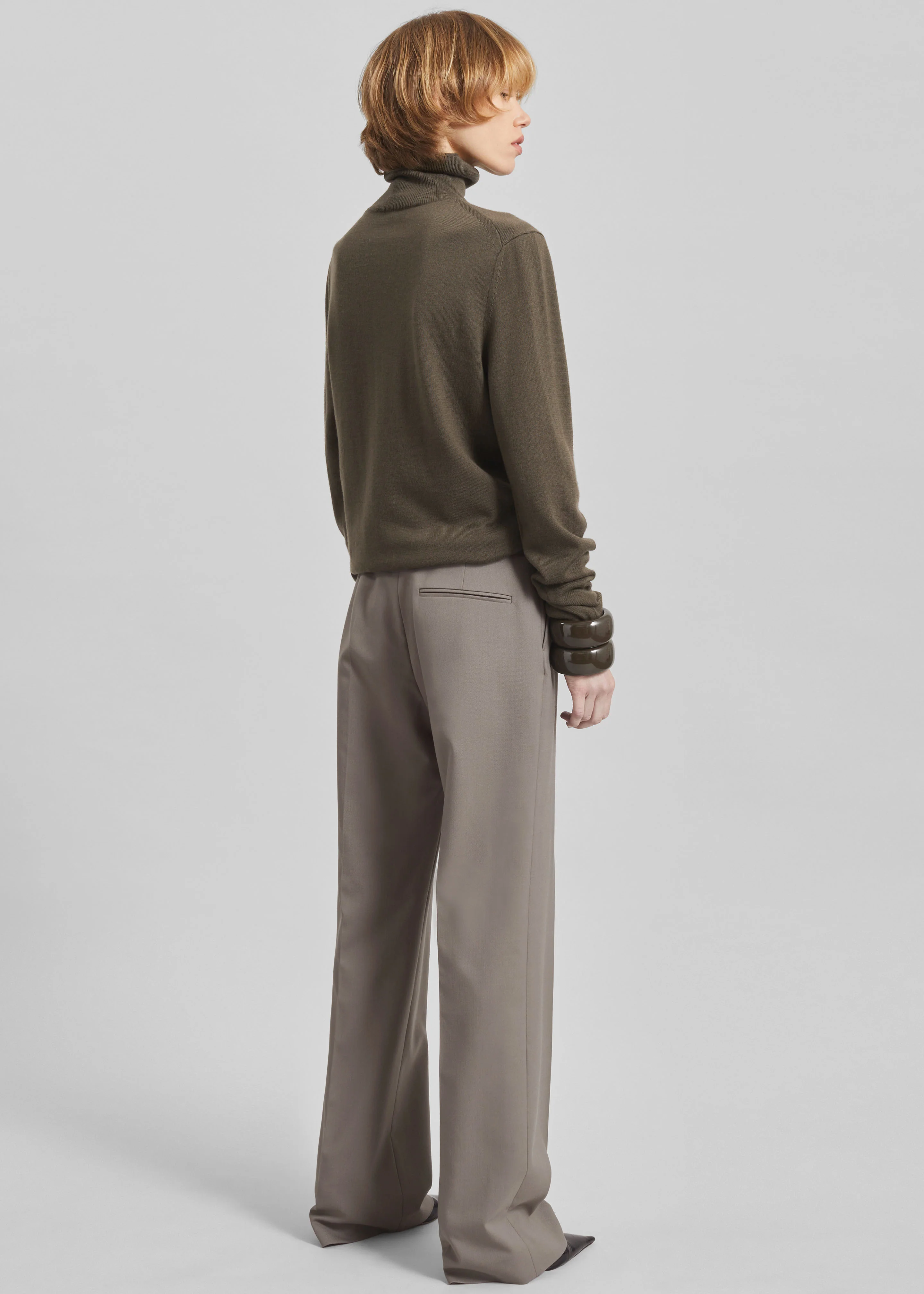 Eve Thin Turtleneck Sweater - Olive - Image 6