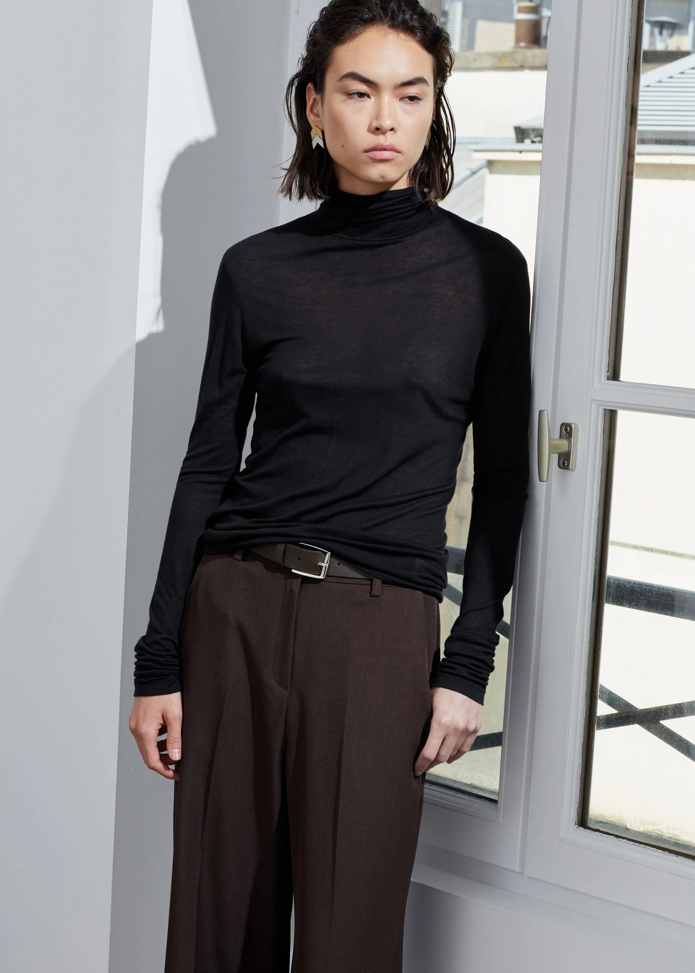 Evren Sheer Turtleneck - Black - Image 5
