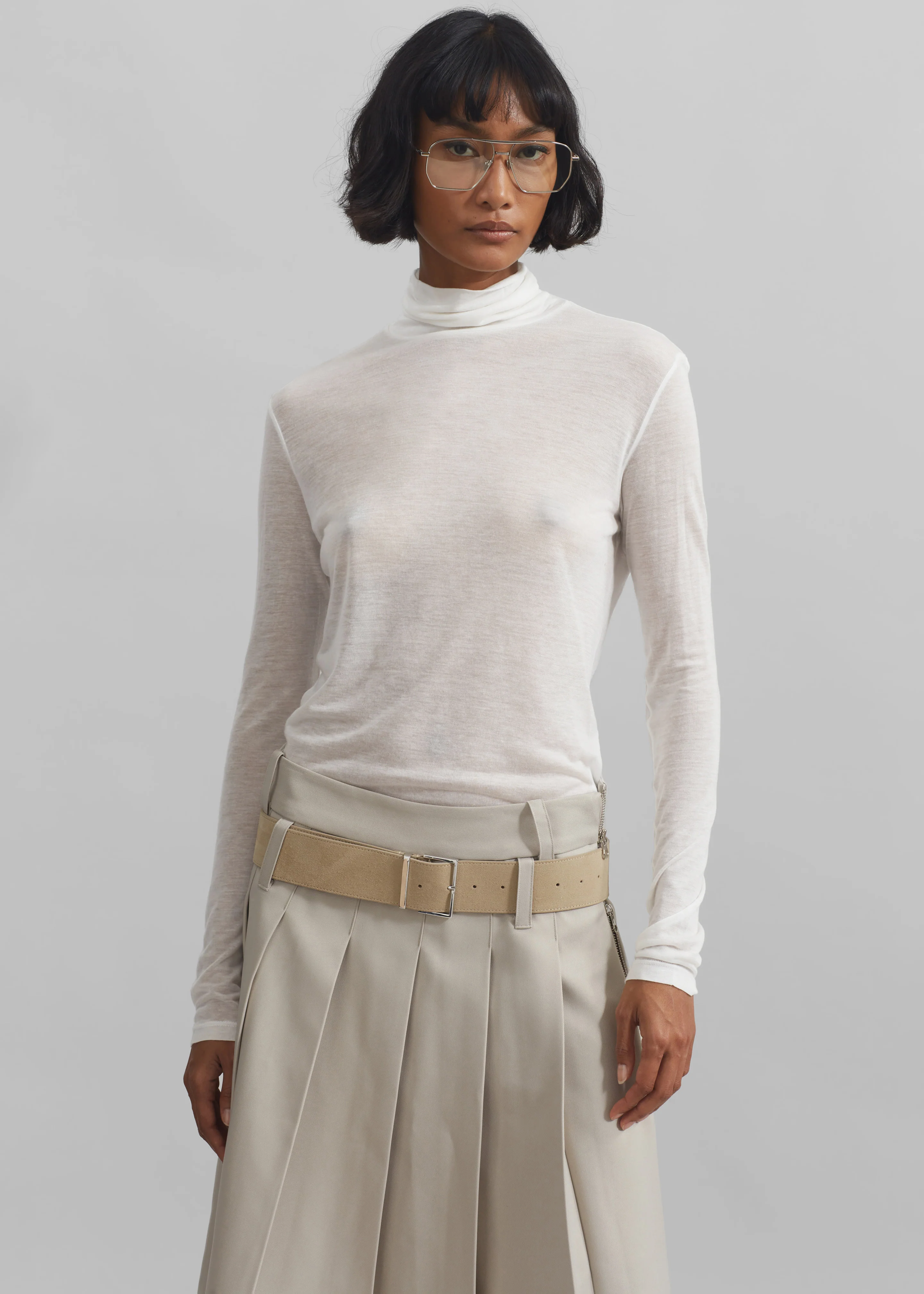 Evren Sheer Turtleneck - White - Image 3