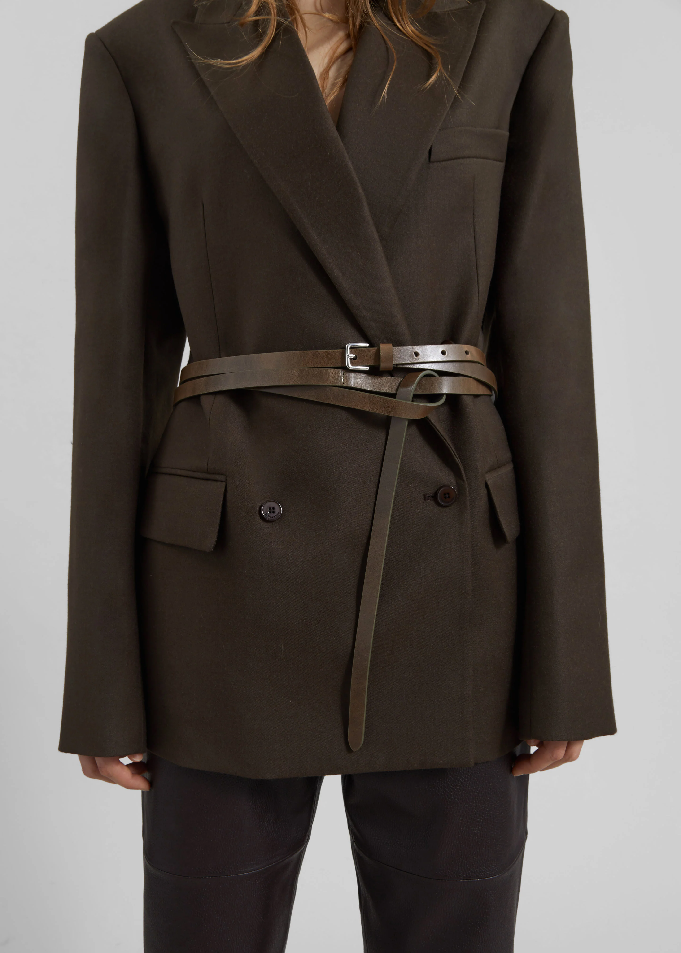 Eyam Leather Belt - Olive - Image 3