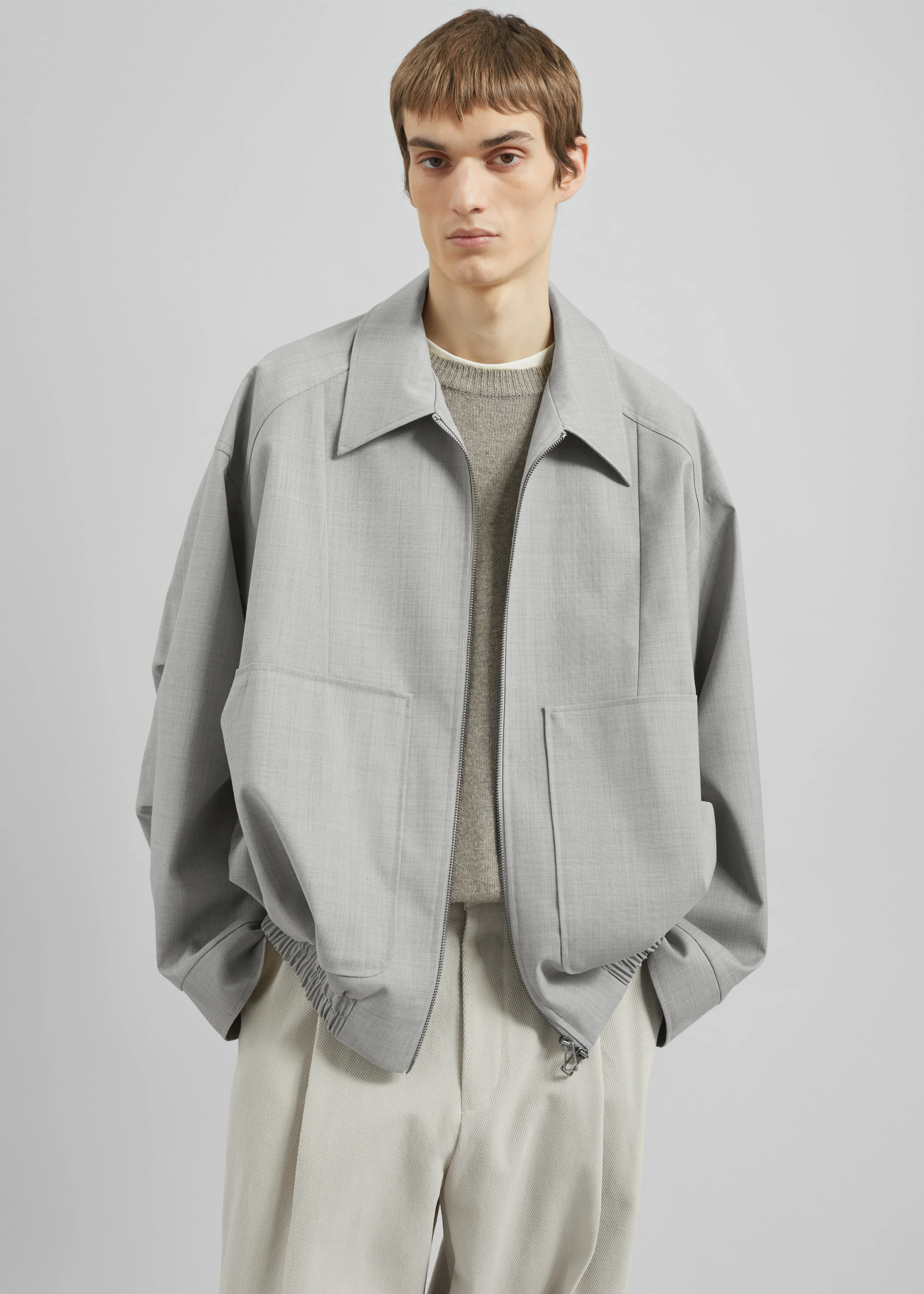 Felix Textured Jacket - Greige Melange - Image 2