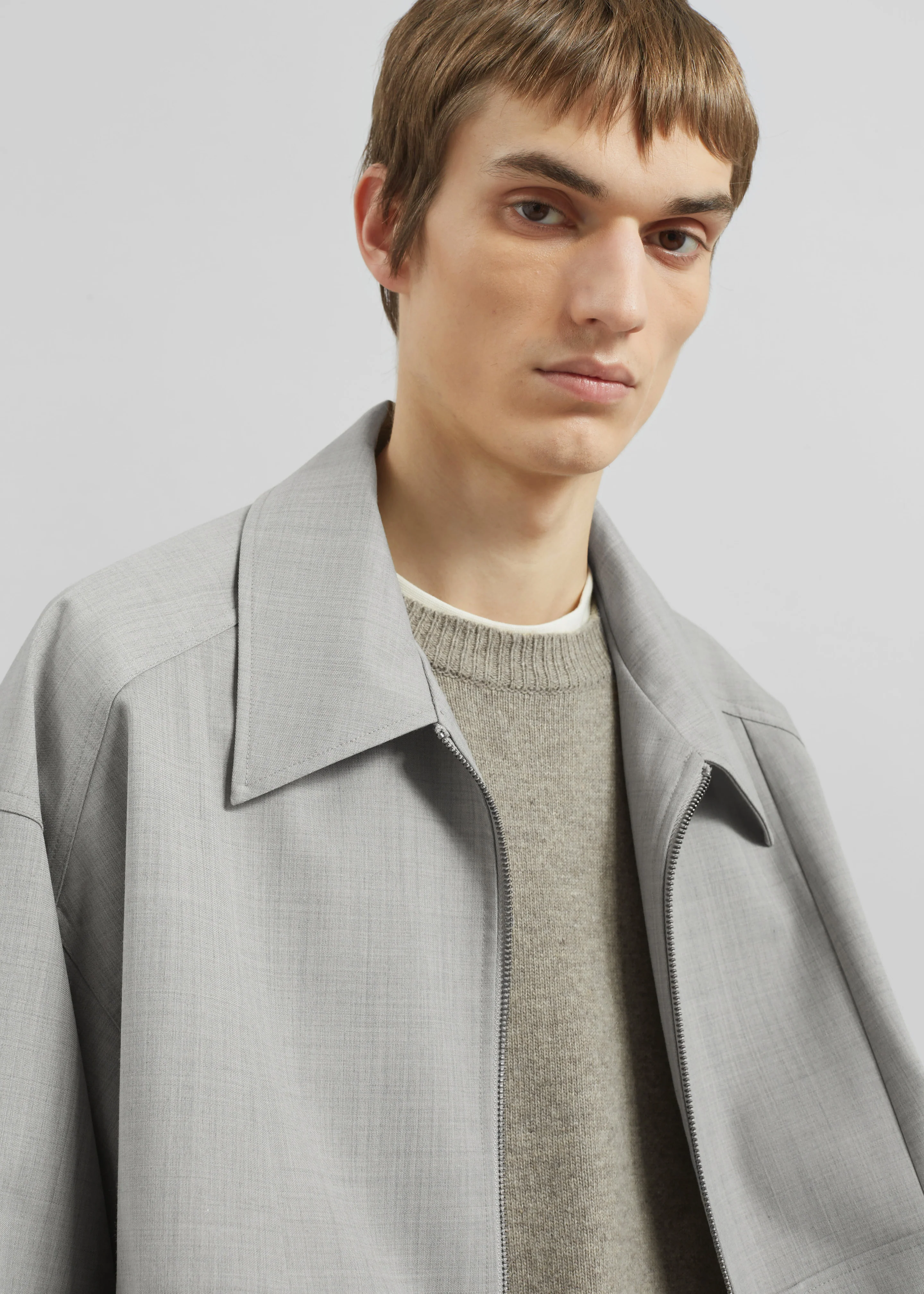 Felix Textured Jacket - Greige Melange - Image 3