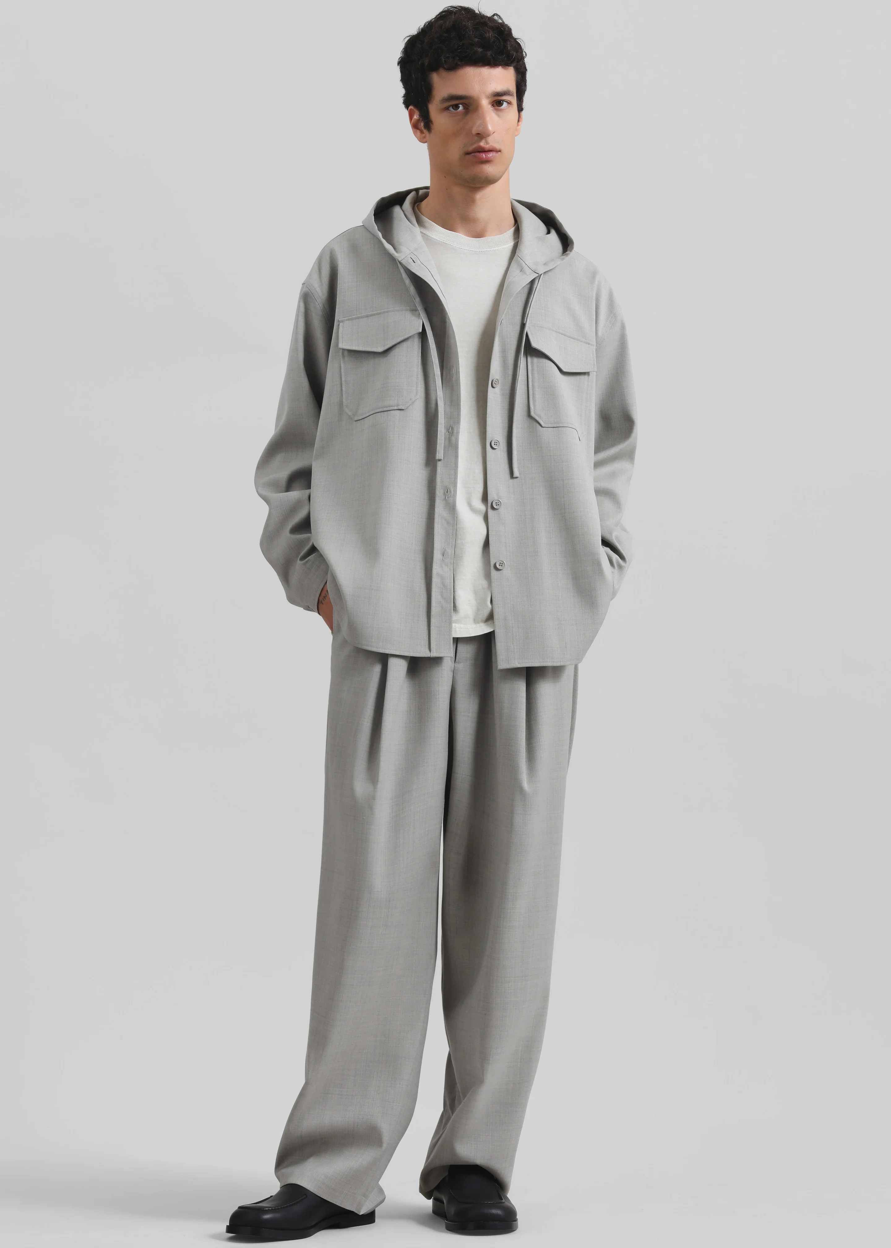 Felix Textured Trousers - Greige Melange - Image 2