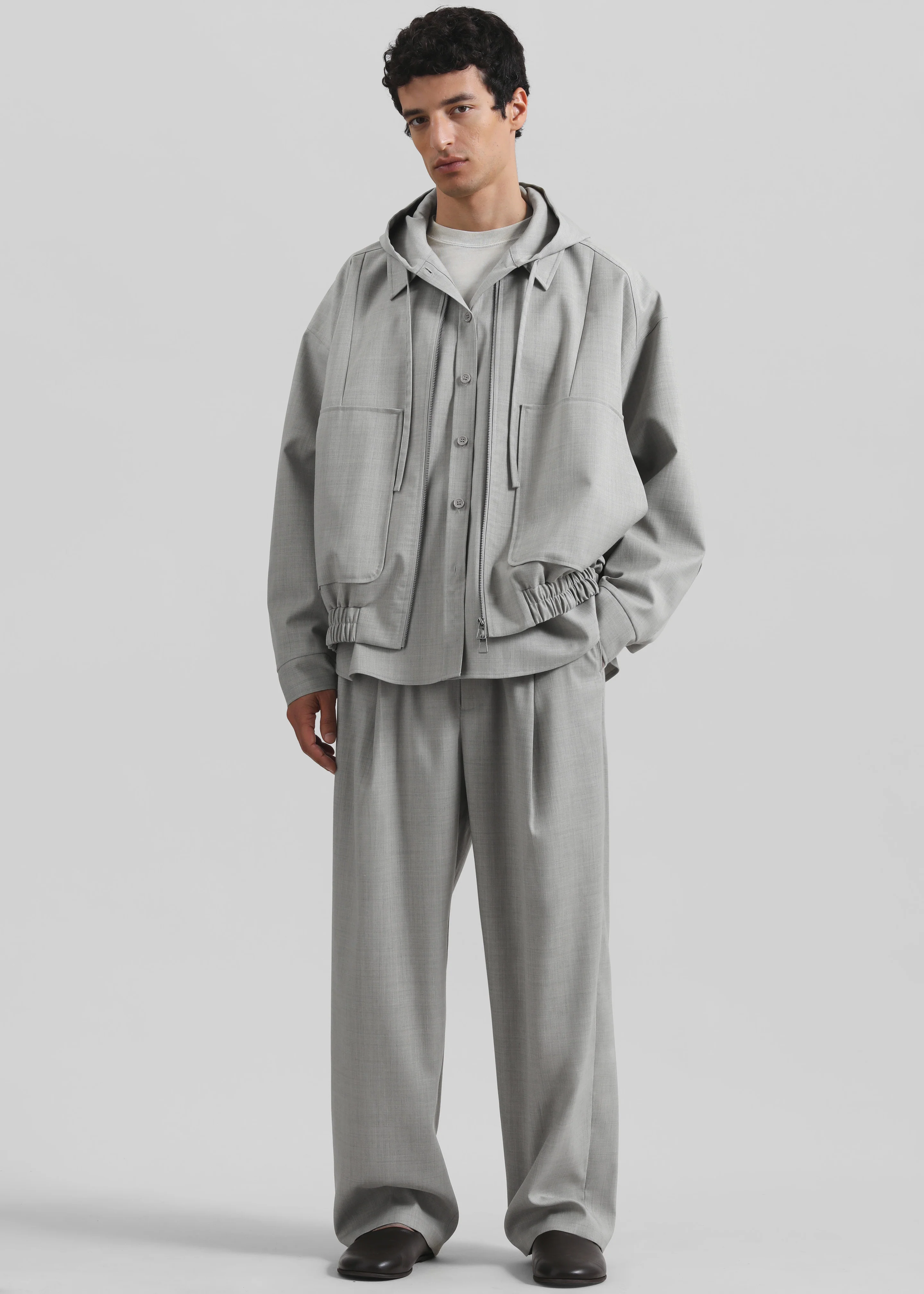 Felix Textured Trousers - Greige Melange - Image 6