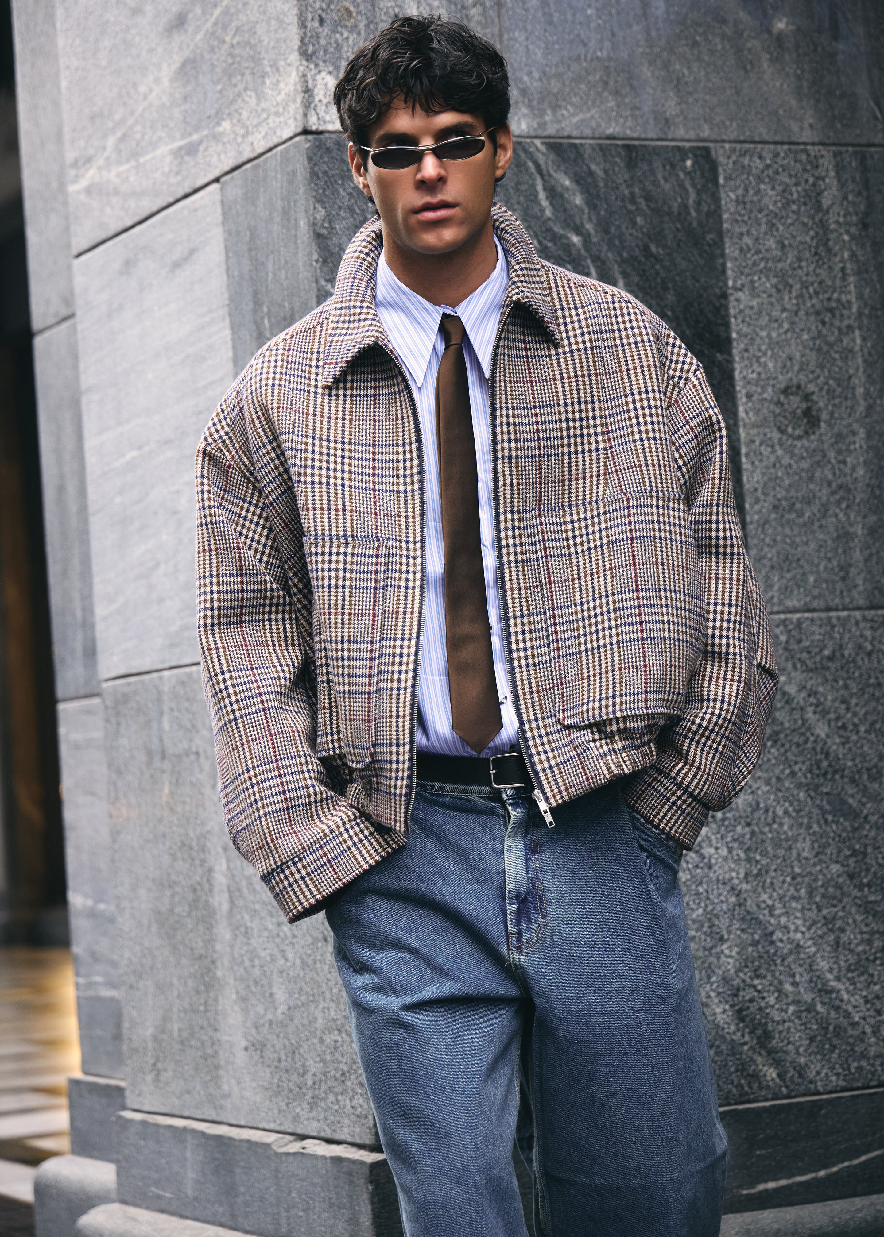 Felix Wool Jacket - Beige Glen Plaid - Image 5