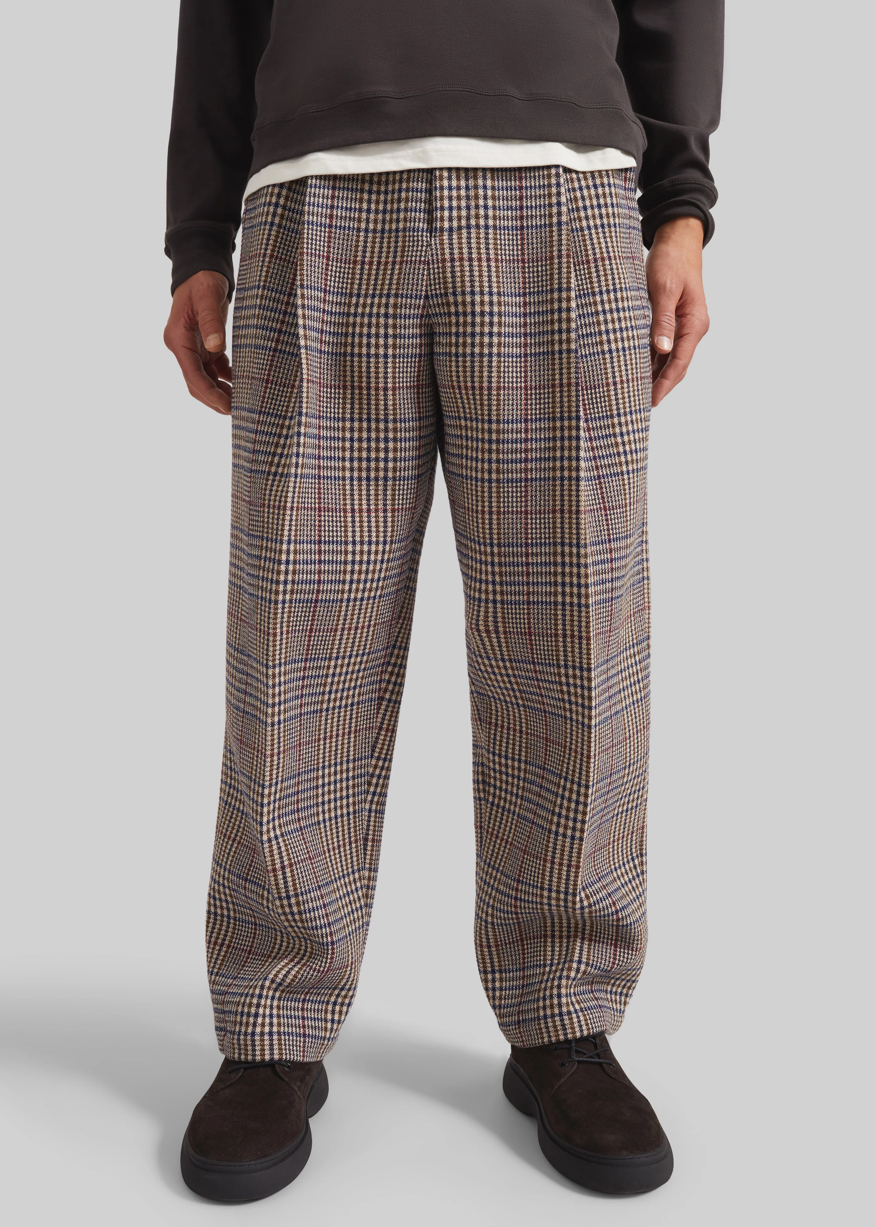 Felix Wool Trousers - Beige Glen Plaid - Image 2
