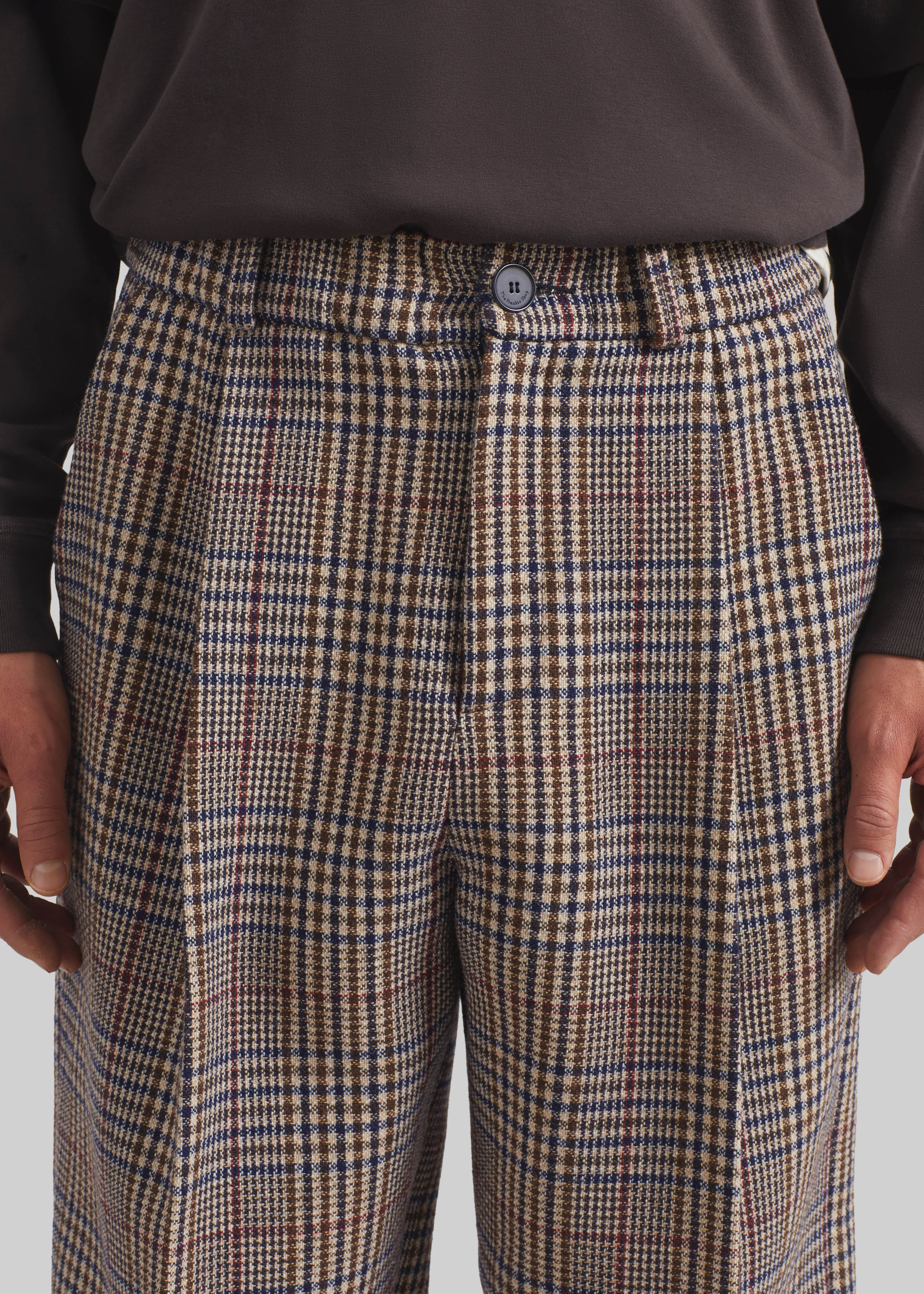 Felix Wool Trousers - Beige Glen Plaid - Image 3