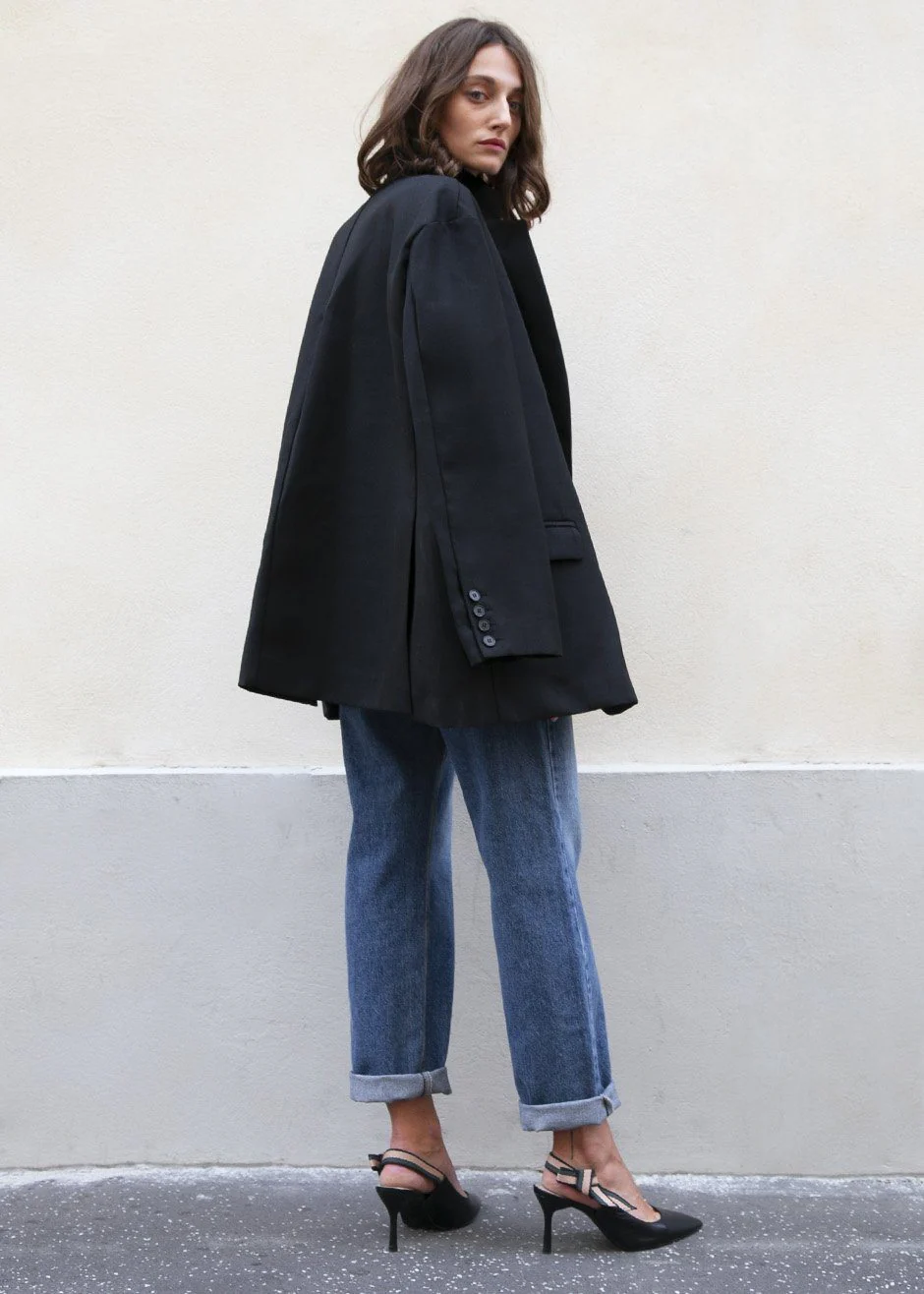 Frankie Oversized Boyfriend Blazer - Black - Image 5