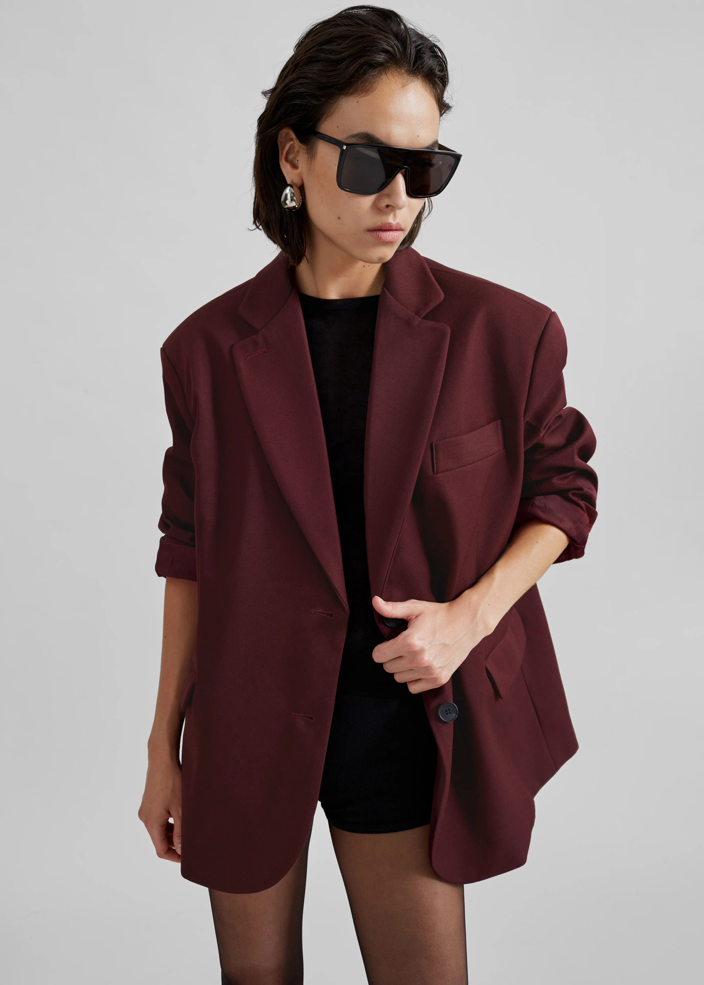 Frankie Oversized Boyfriend Blazer - Burgundy
