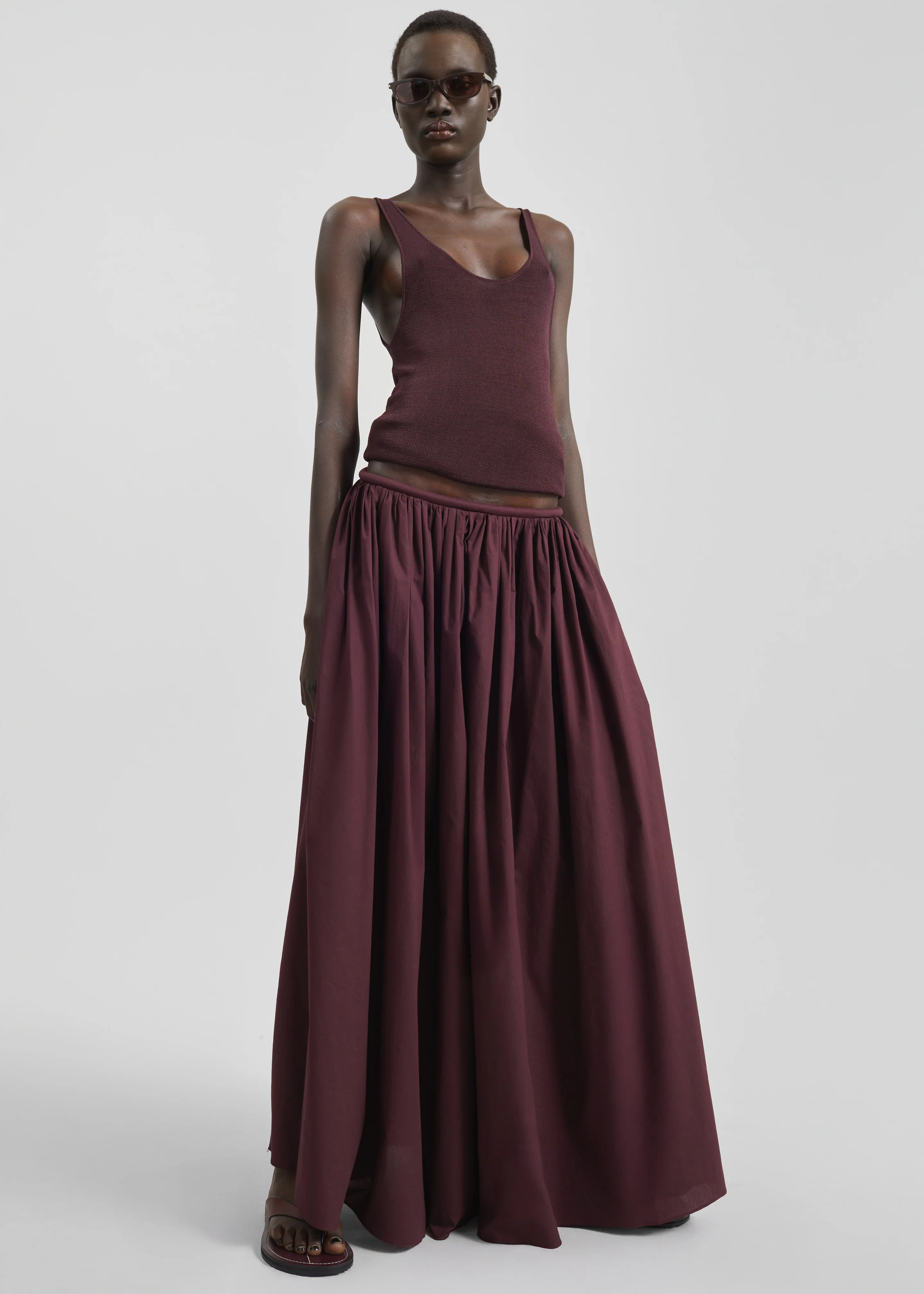Gaeta Wide Corded Waistband Culottes - Burgundy - Image 2