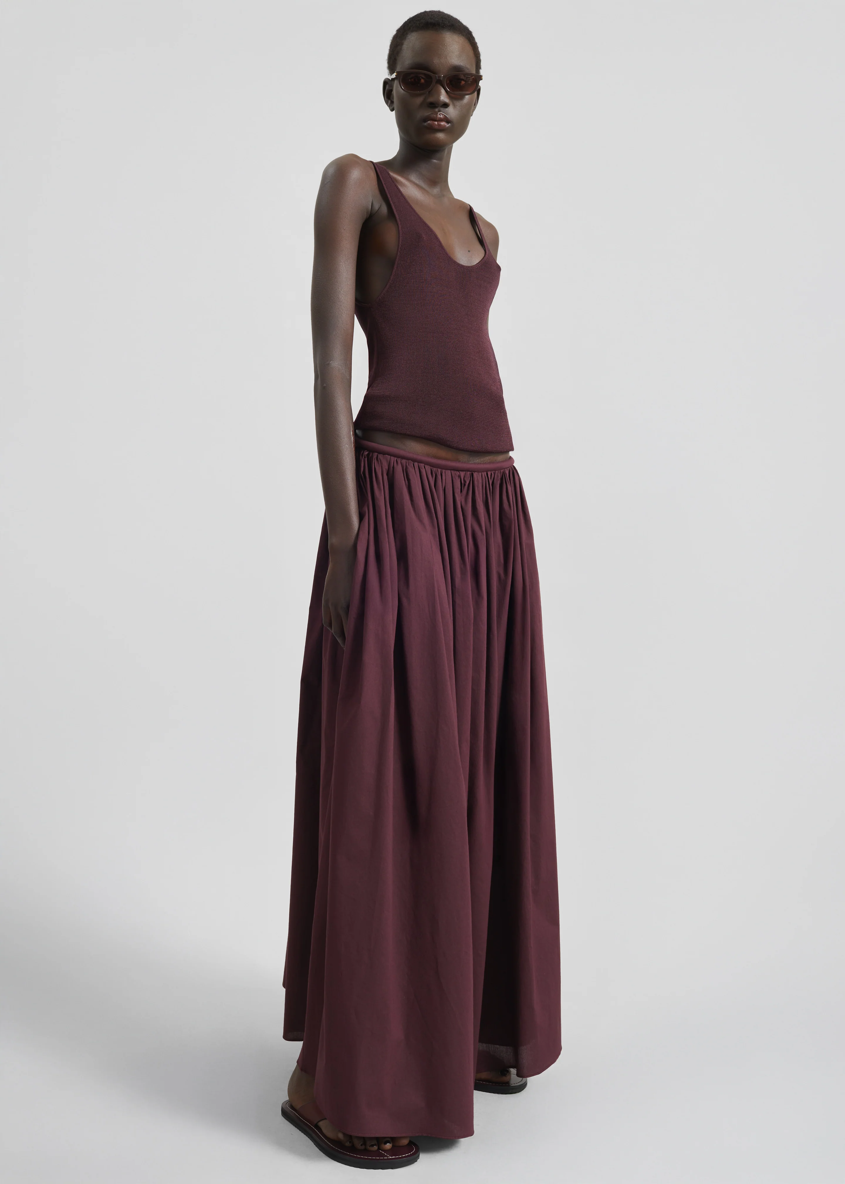 Gaeta Wide Corded Waistband Culottes - Burgundy - Image 7
